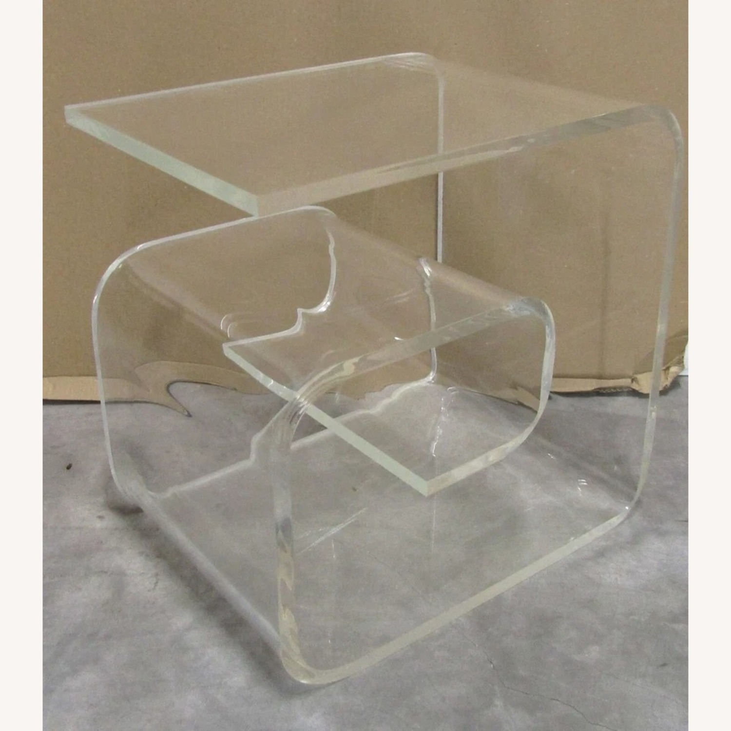 1960's Postmodern Lucite Curved Wave Side Table - image-6