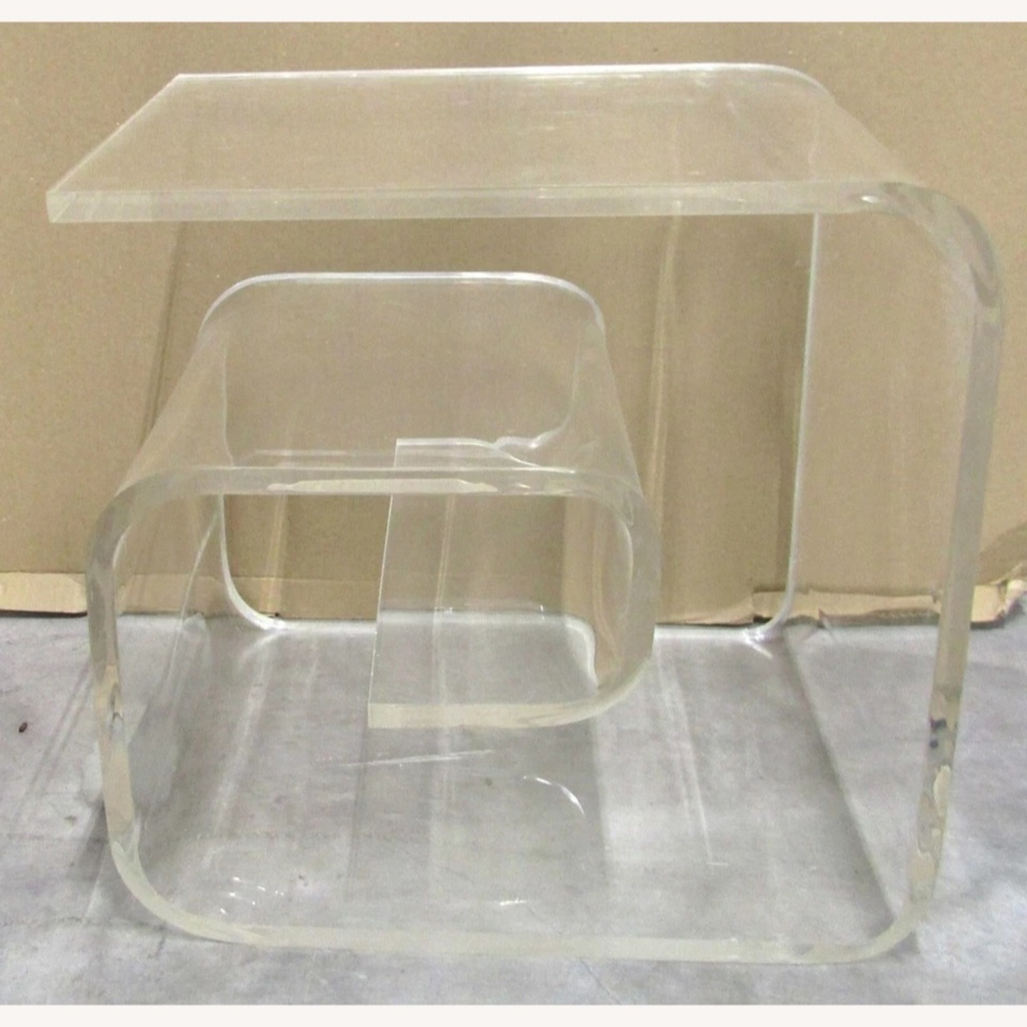 1960's Postmodern Lucite Curved Wave Side Table - image-7