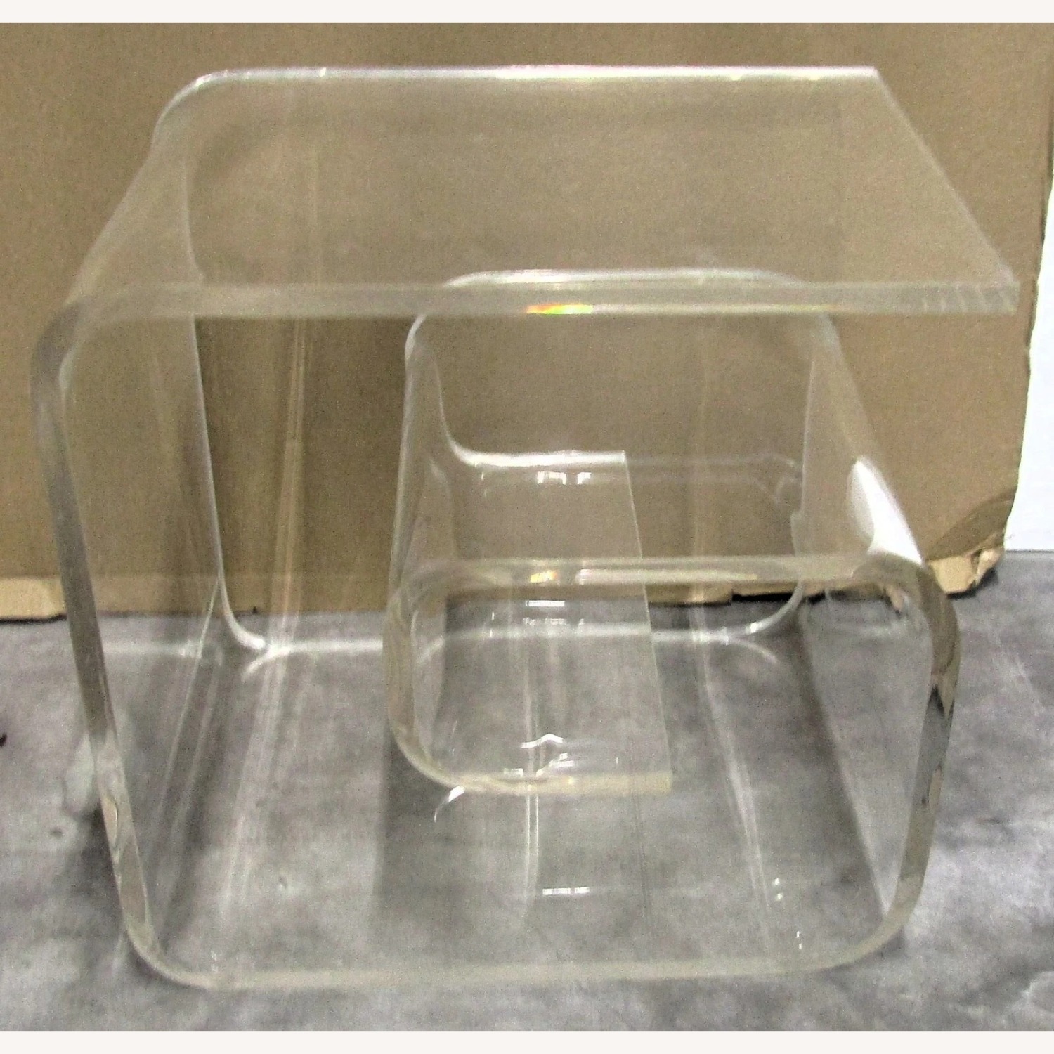 1960's Postmodern Lucite Curved Wave Side Table - image-1