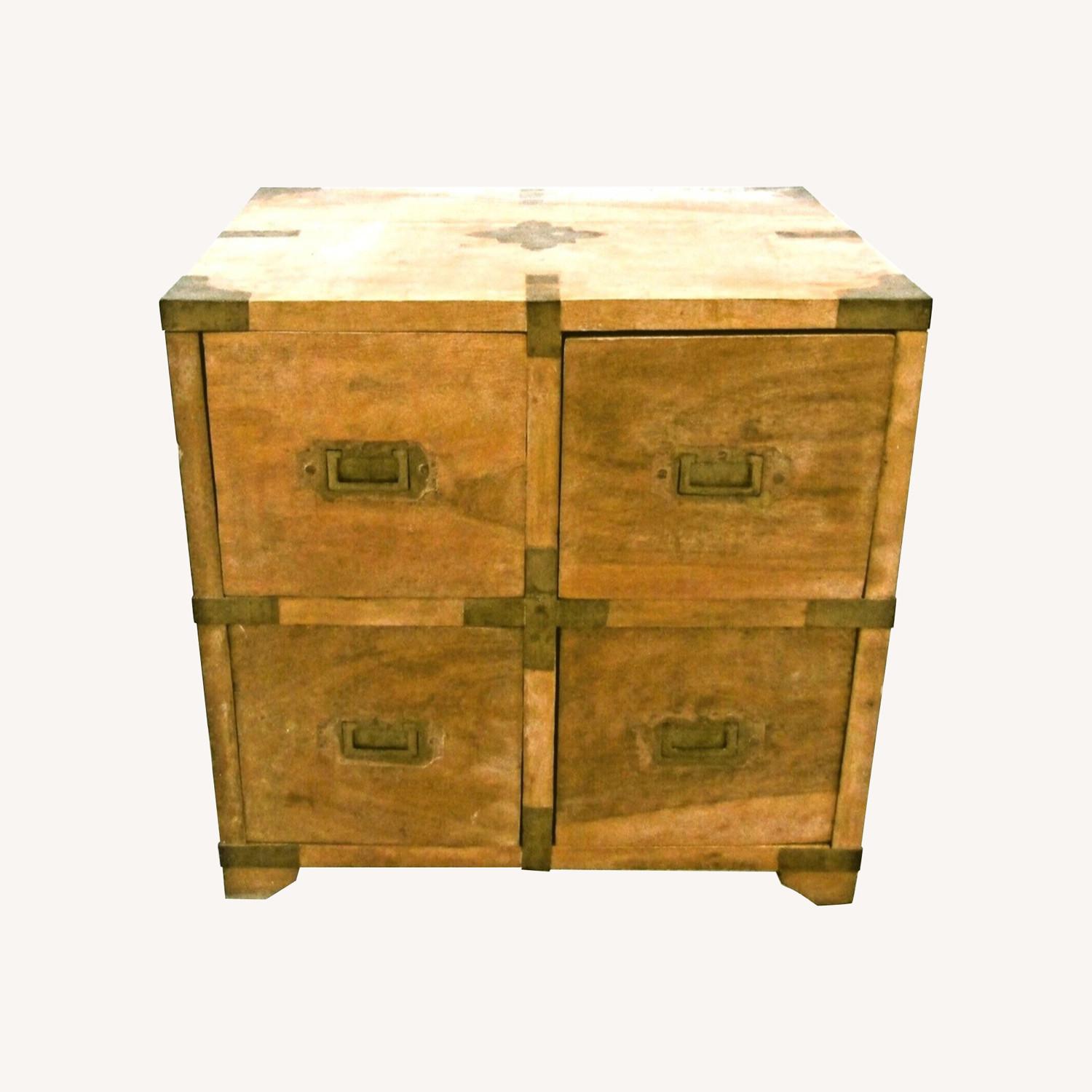 Antique Japanese Four Drawer Heavy Wooden Cabinet - image-0