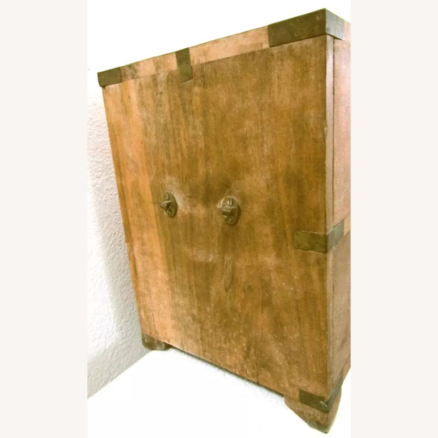 Antique Japanese Four Drawer Heavy Wooden Cabinet - image-8