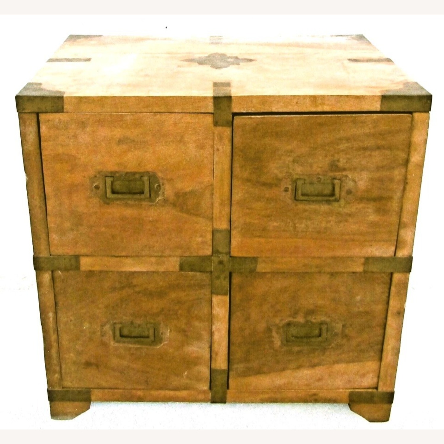 Antique Japanese Four Drawer Heavy Wooden Cabinet - image-2