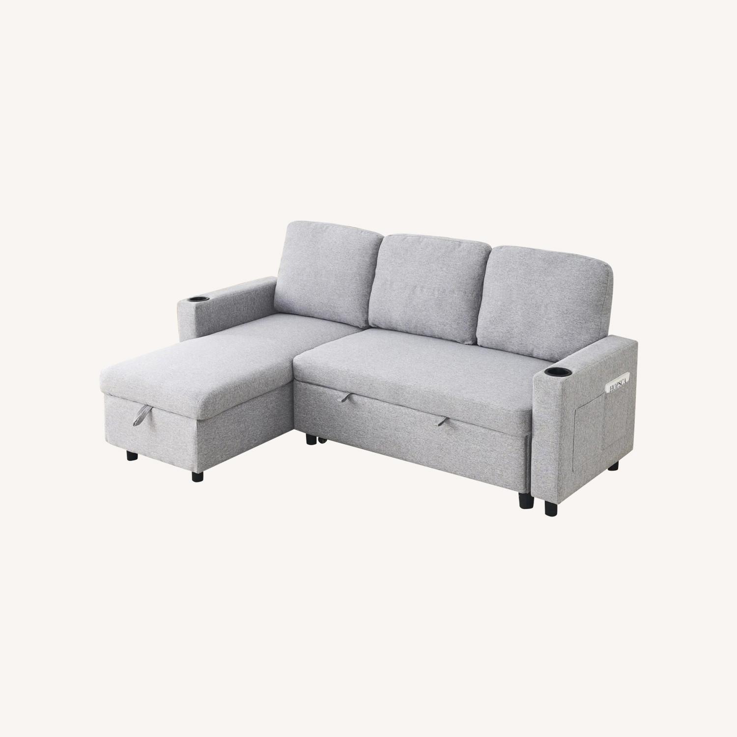78.5 “ W Linen L-Shaped Combo Sofa & Sofa Bed - image-0