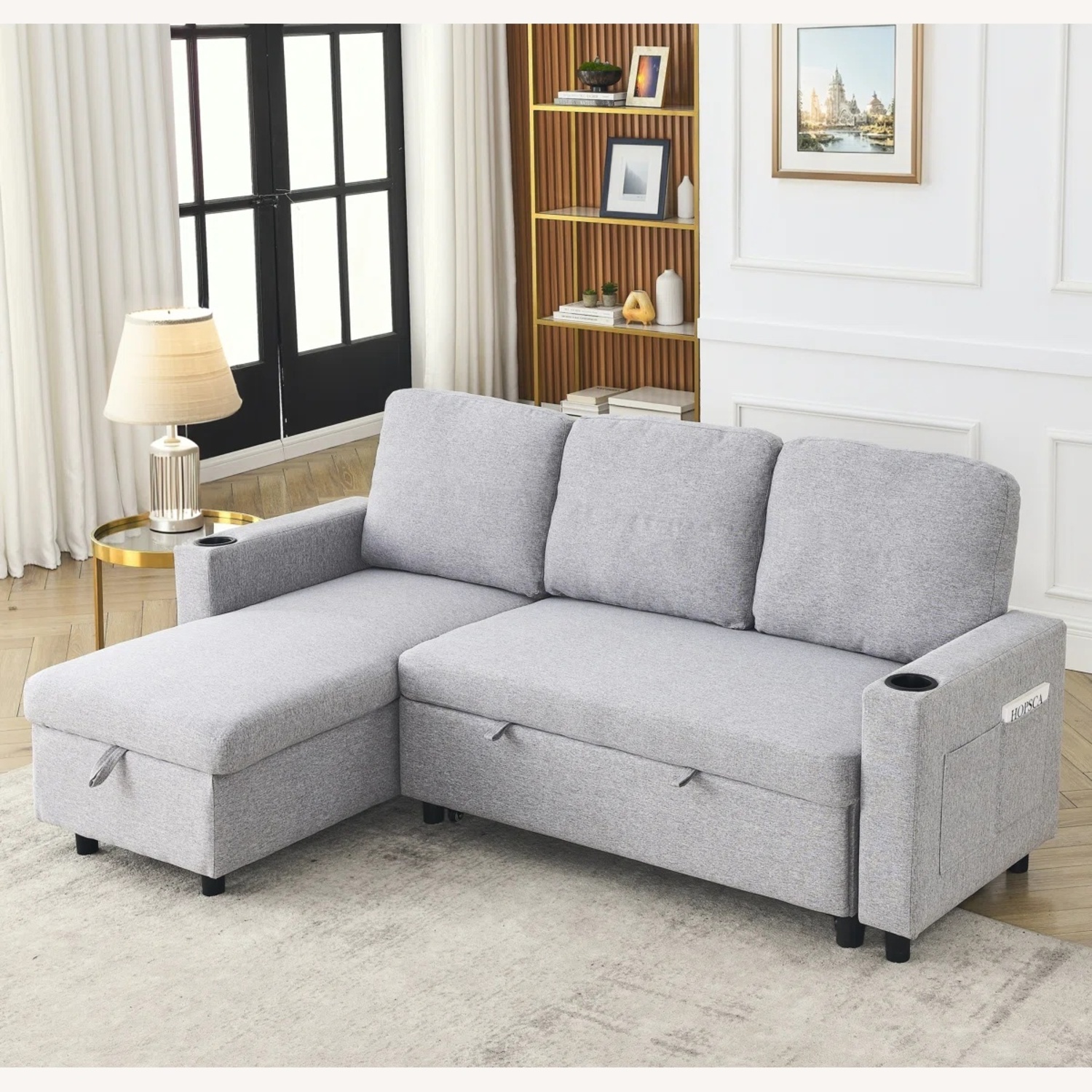 78.5 “ W Linen L-Shaped Combo Sofa & Sofa Bed - image-5