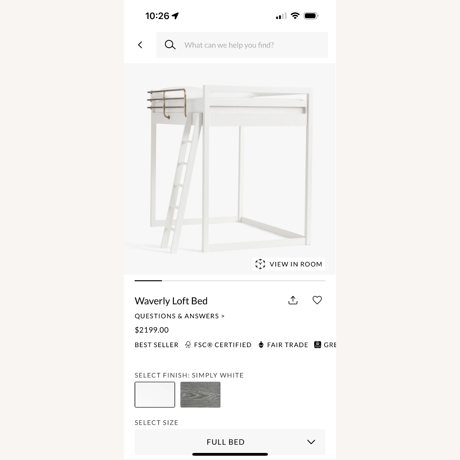 Pottery Barn Waverly Full Loft Bed - image-1