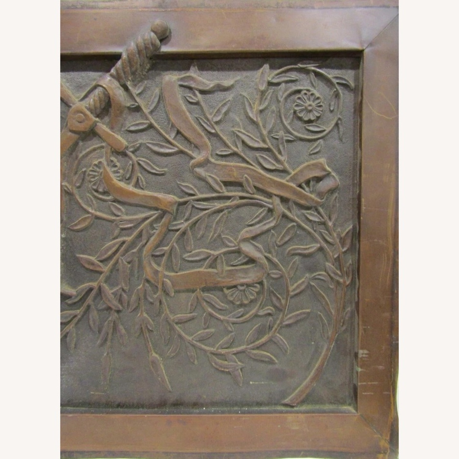 Antique French Copper Mangeon Family Crest Panel - image-4