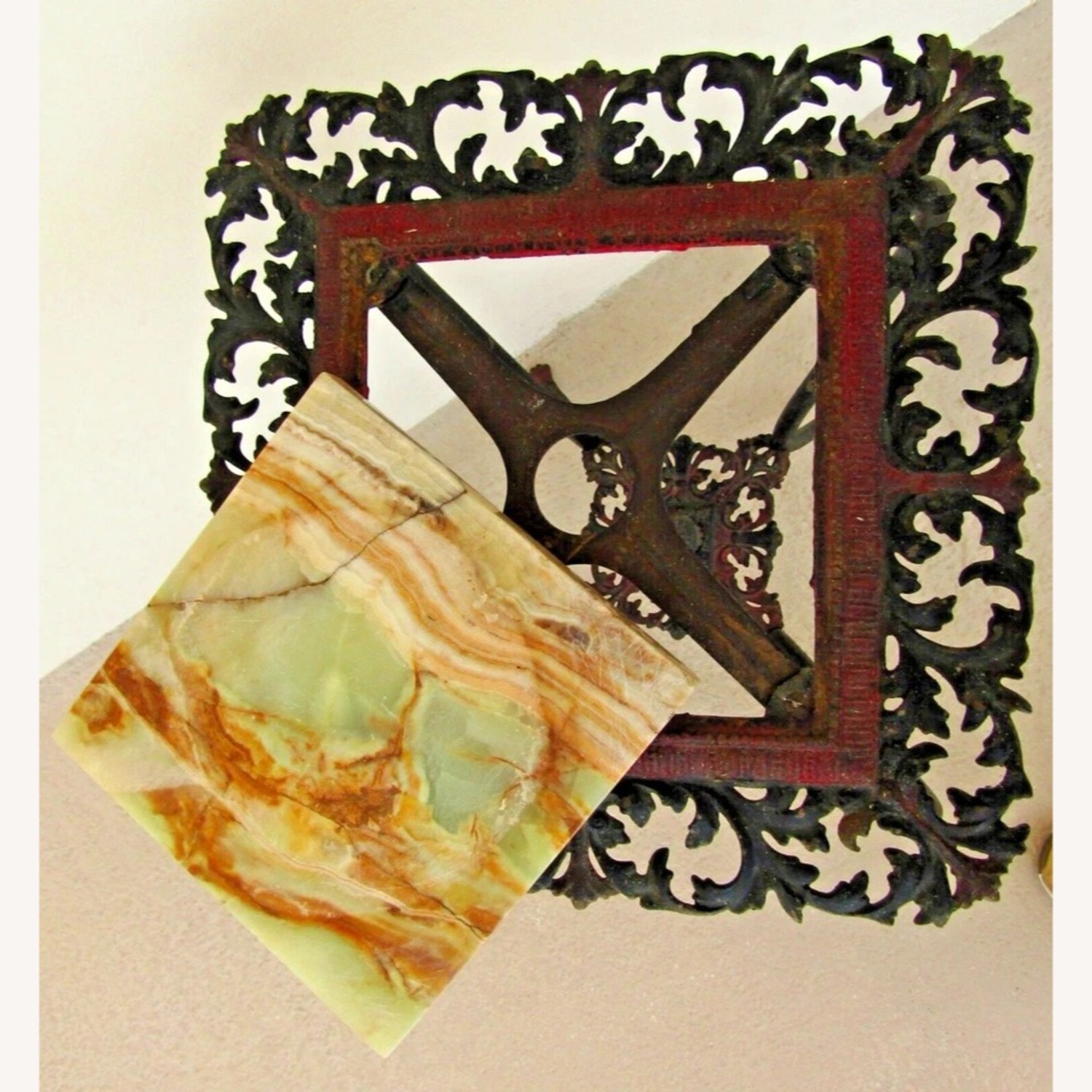 American Victorian Cast Iron Marble Plant Stand - image-9