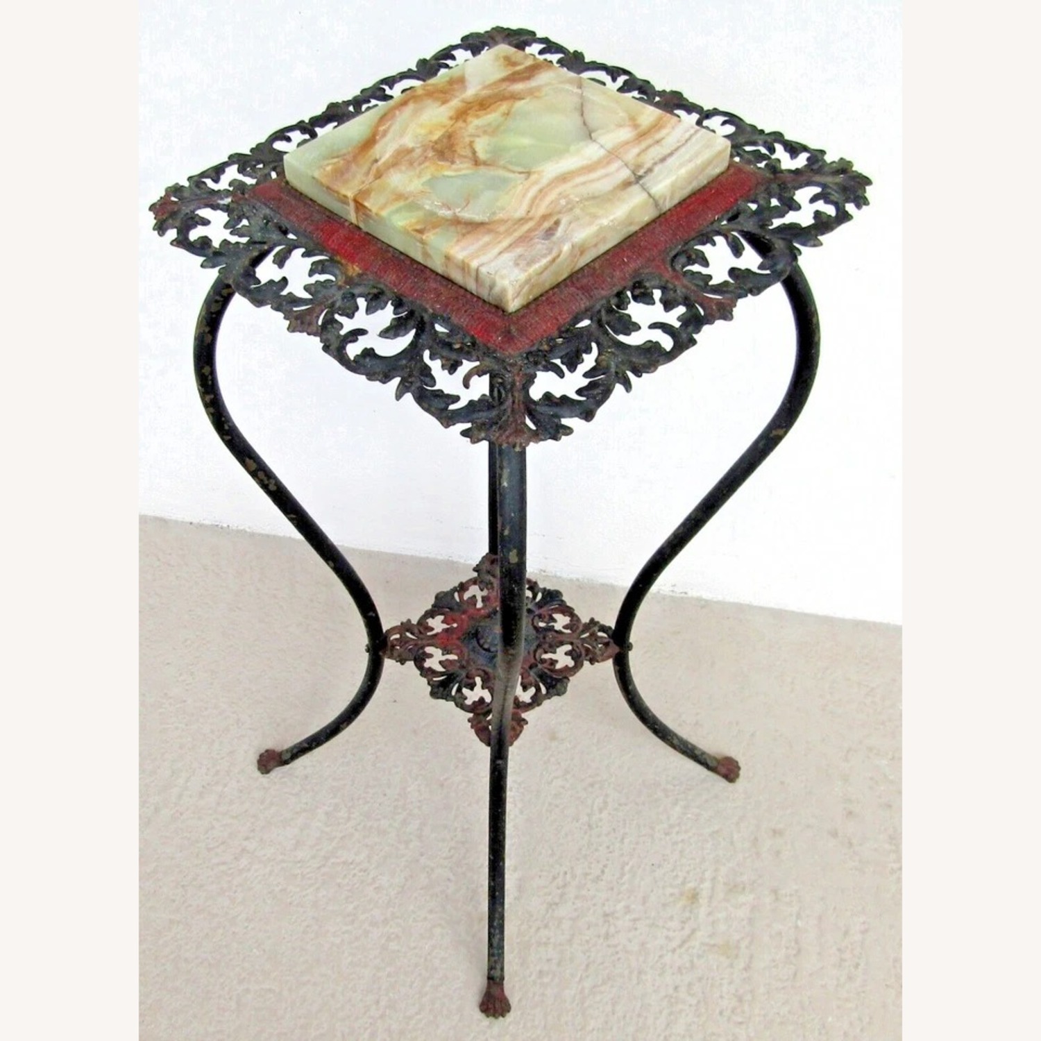 American Victorian Cast Iron Marble Plant Stand - image-8