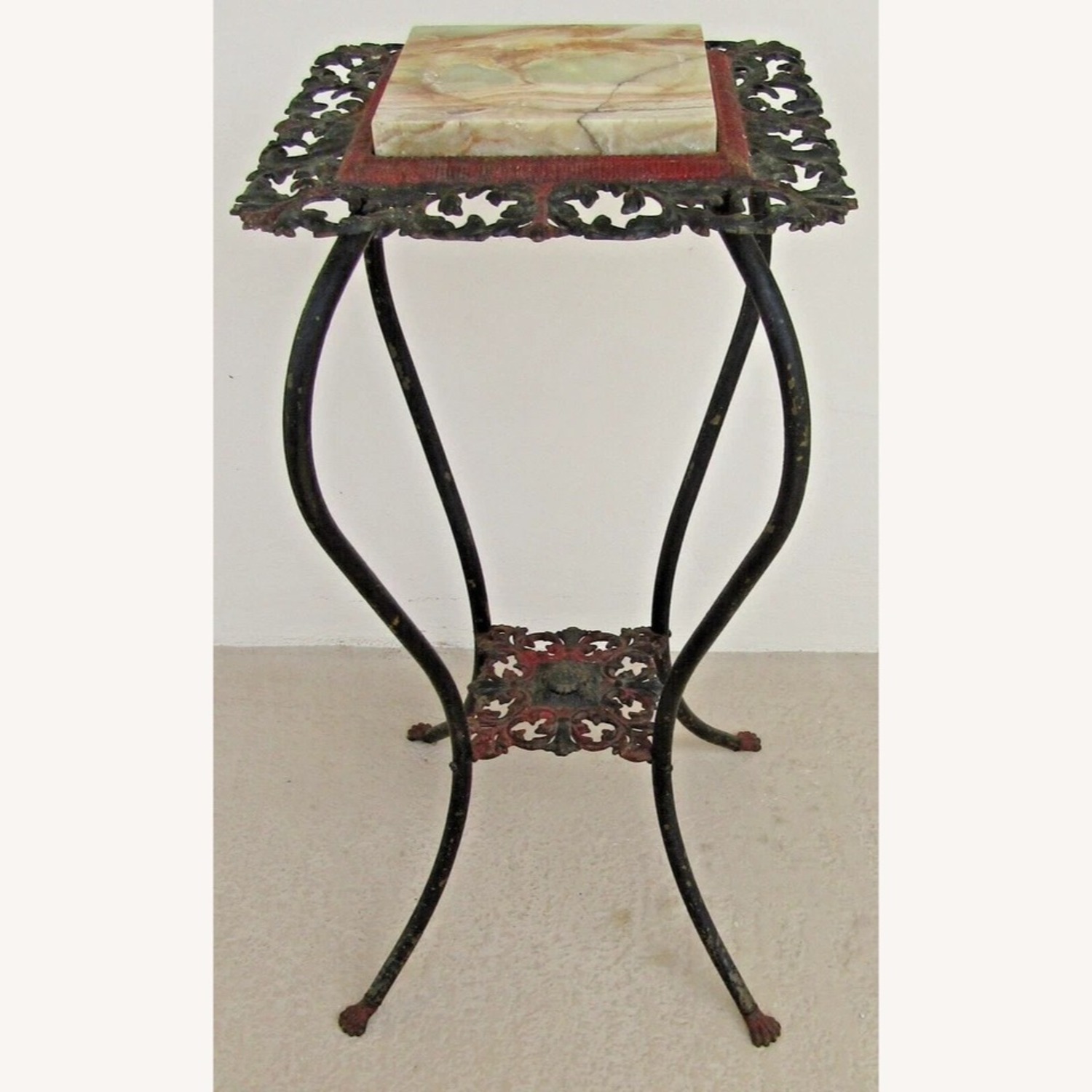 American Victorian Cast Iron Marble Plant Stand - image-2