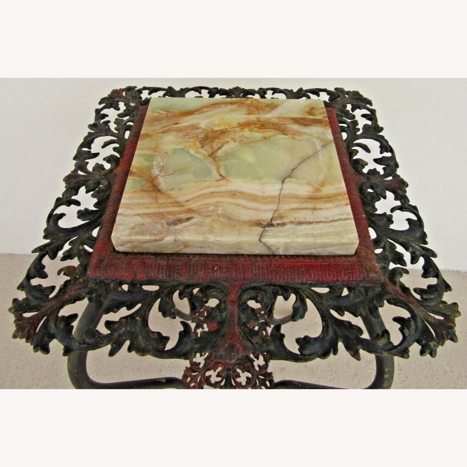 American Victorian Cast Iron Marble Plant Stand - image-4