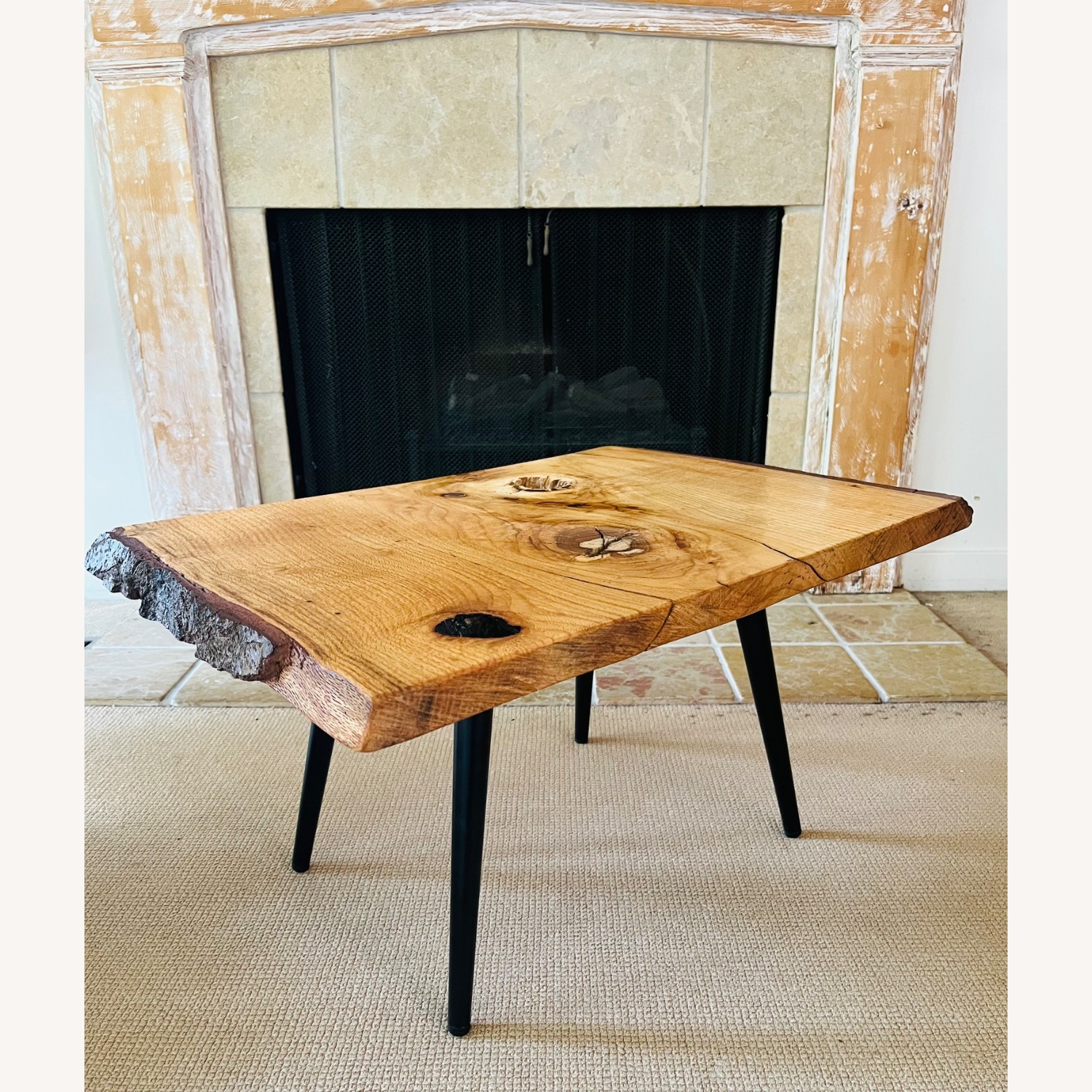 Live Edge Coffee Table Walnut Mid Century Style - image-1