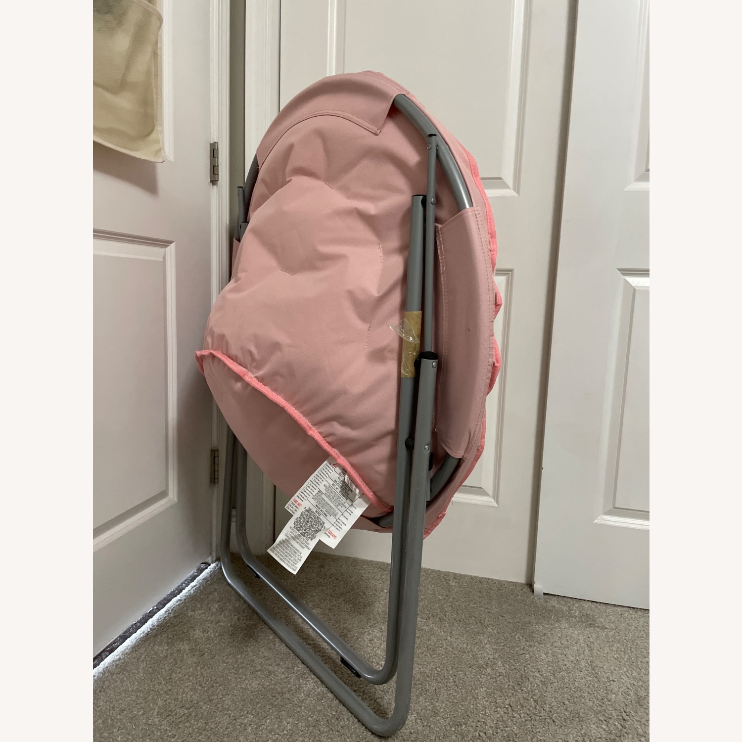 Foldable Cozy Fur Pink Saucer Chair - image-4