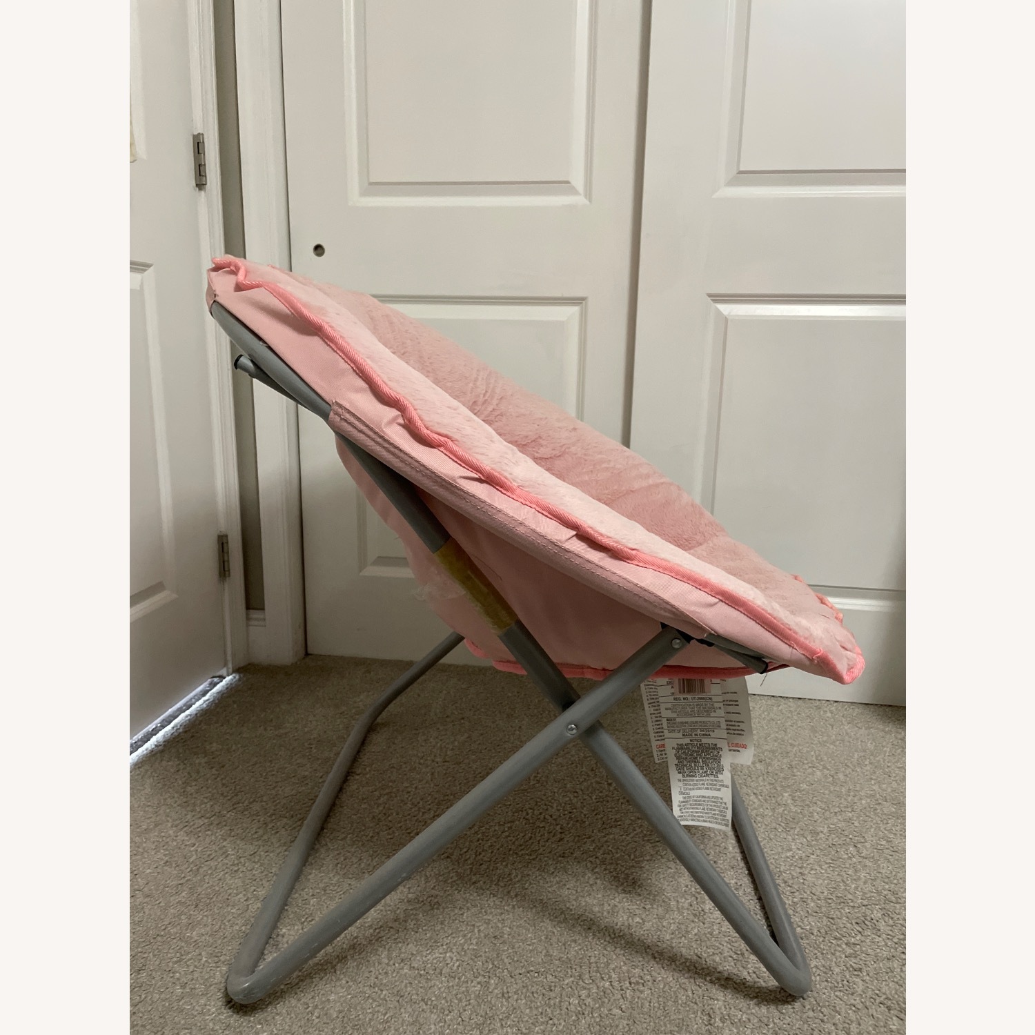 Foldable Cozy Fur Pink Saucer Chair - image-3
