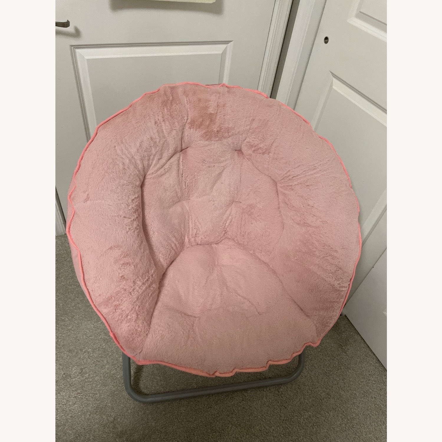 Foldable Cozy Fur Pink Saucer Chair - image-2