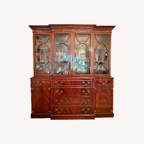 Used Georgian Mahogany Breakfront w Curved Glass Doors for sale on AptDeco