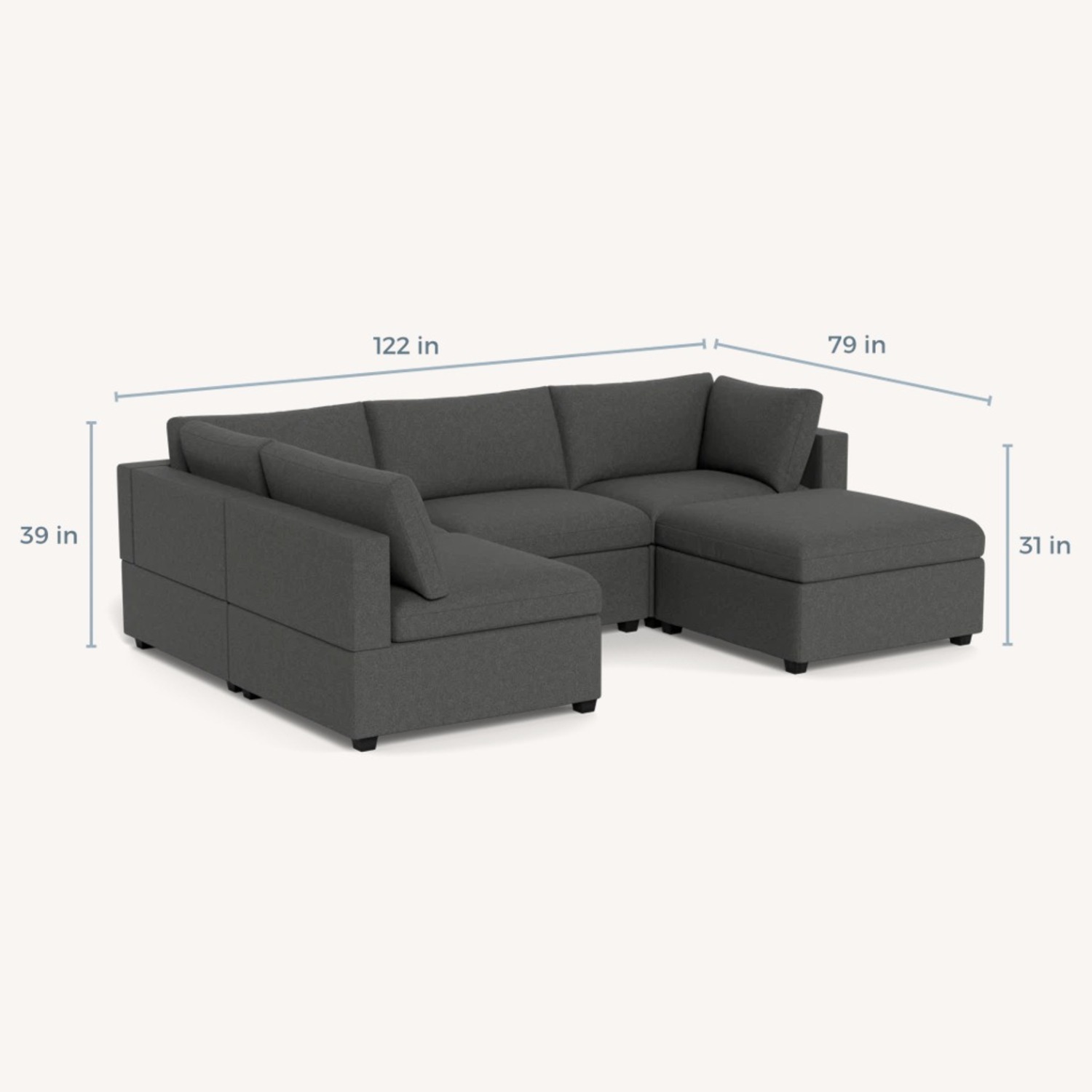 Kova L-Shape + Ottoman - Charcoal - image-2