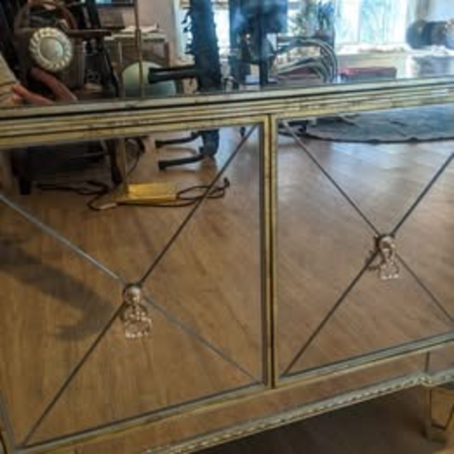 Z Gallerie Borghese Mirrored Cabinet Regency Style - image-2