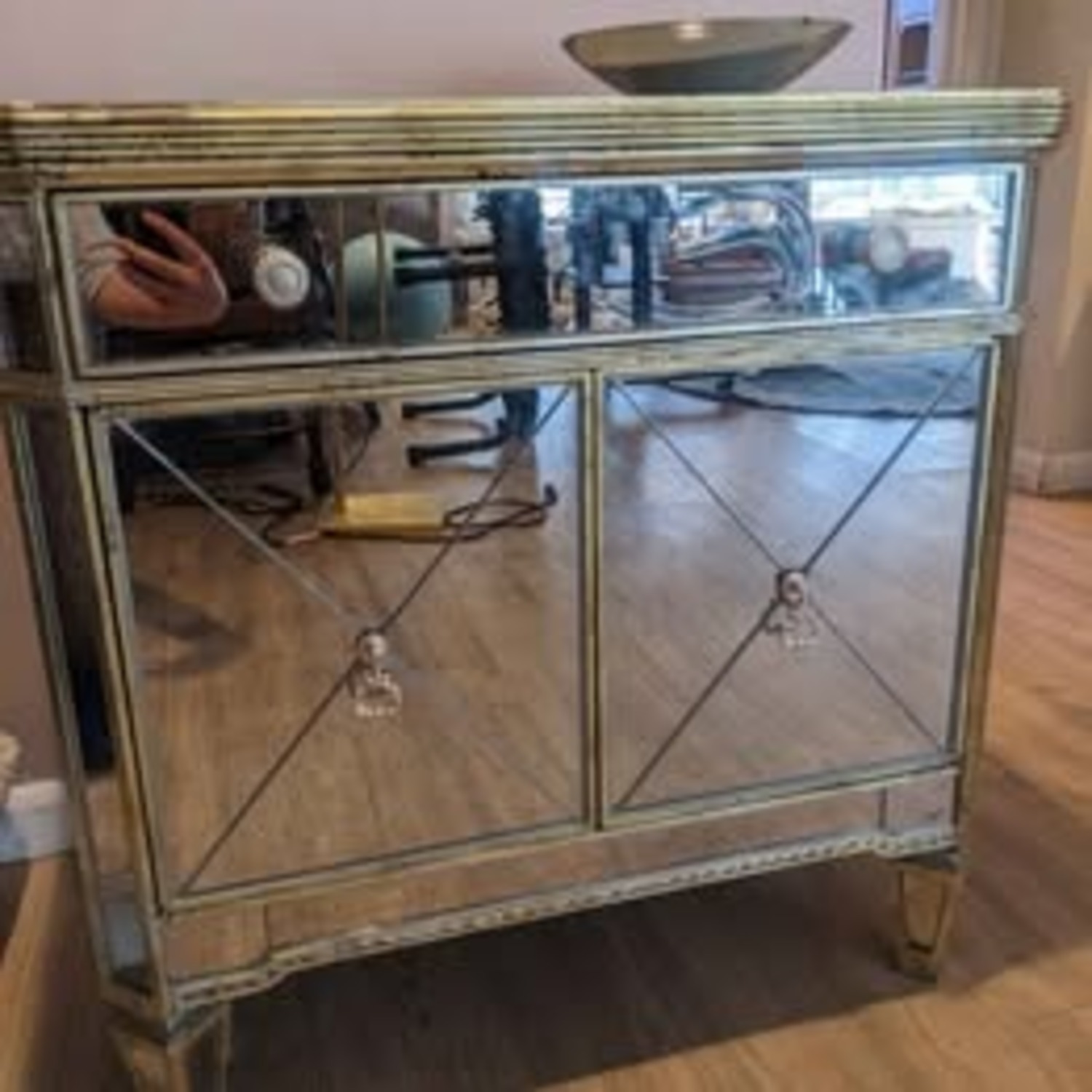 Z Gallerie Borghese Mirrored Cabinet Regency Style - image-1