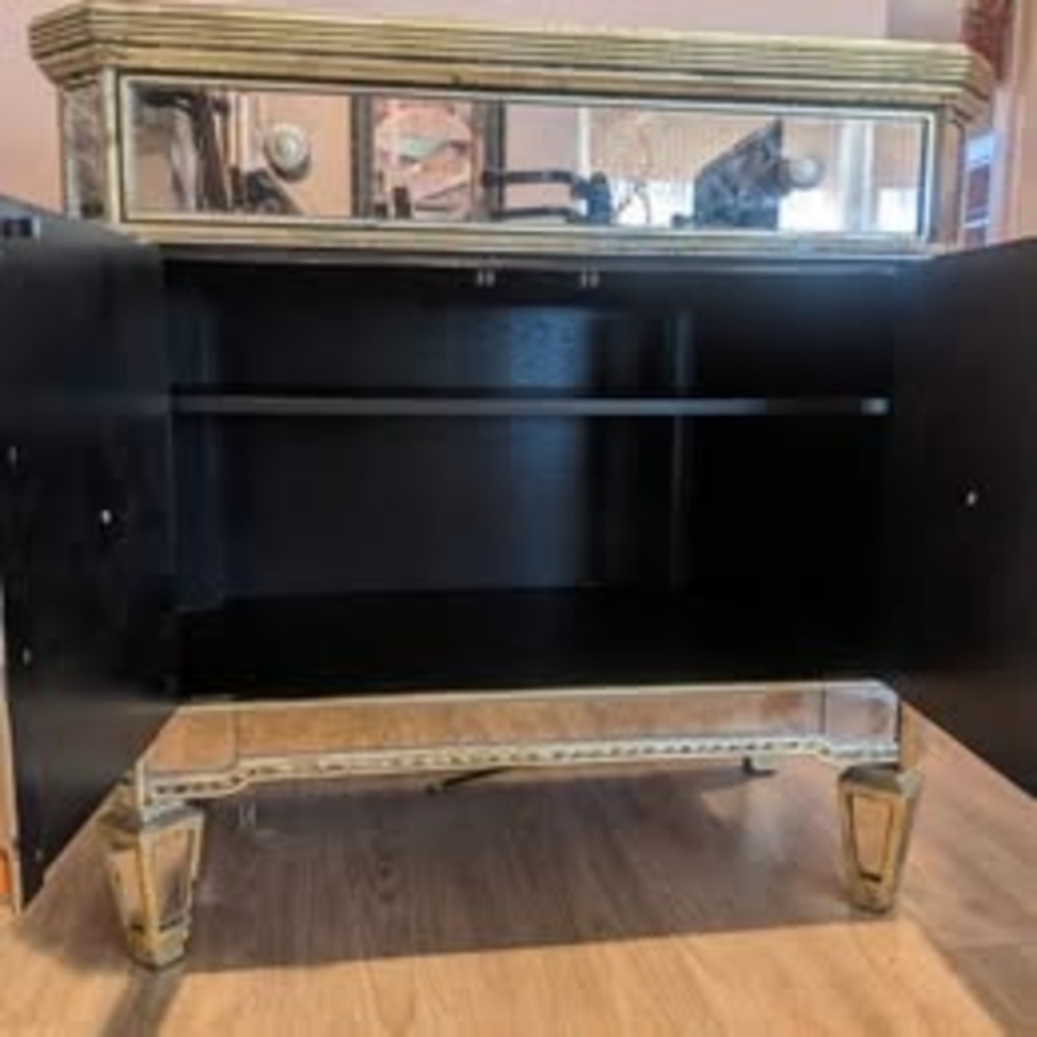 Z Gallerie Borghese Mirrored Cabinet Regency Style - image-6