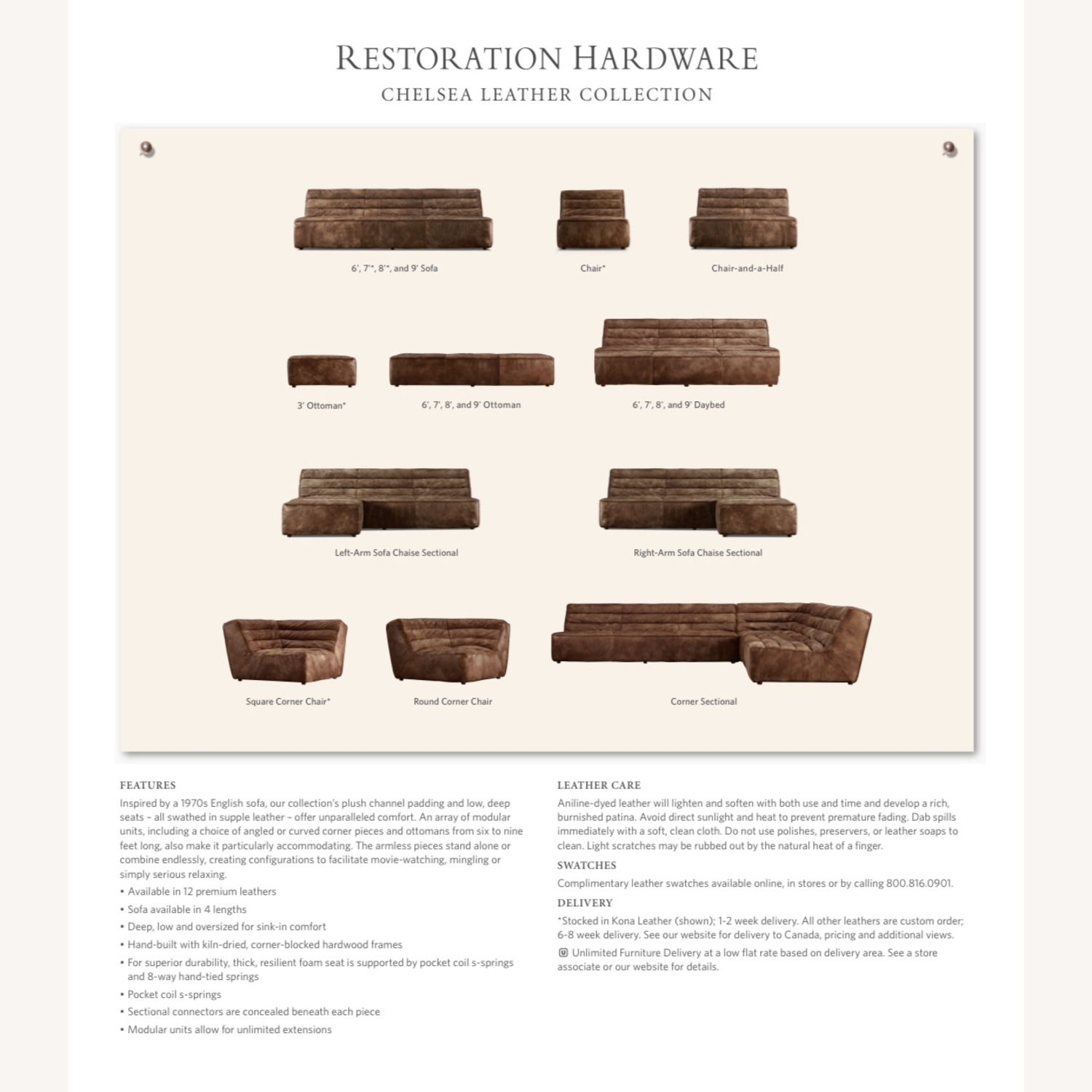 Restoration Hardware Chelsea Leather Sectional - image-3