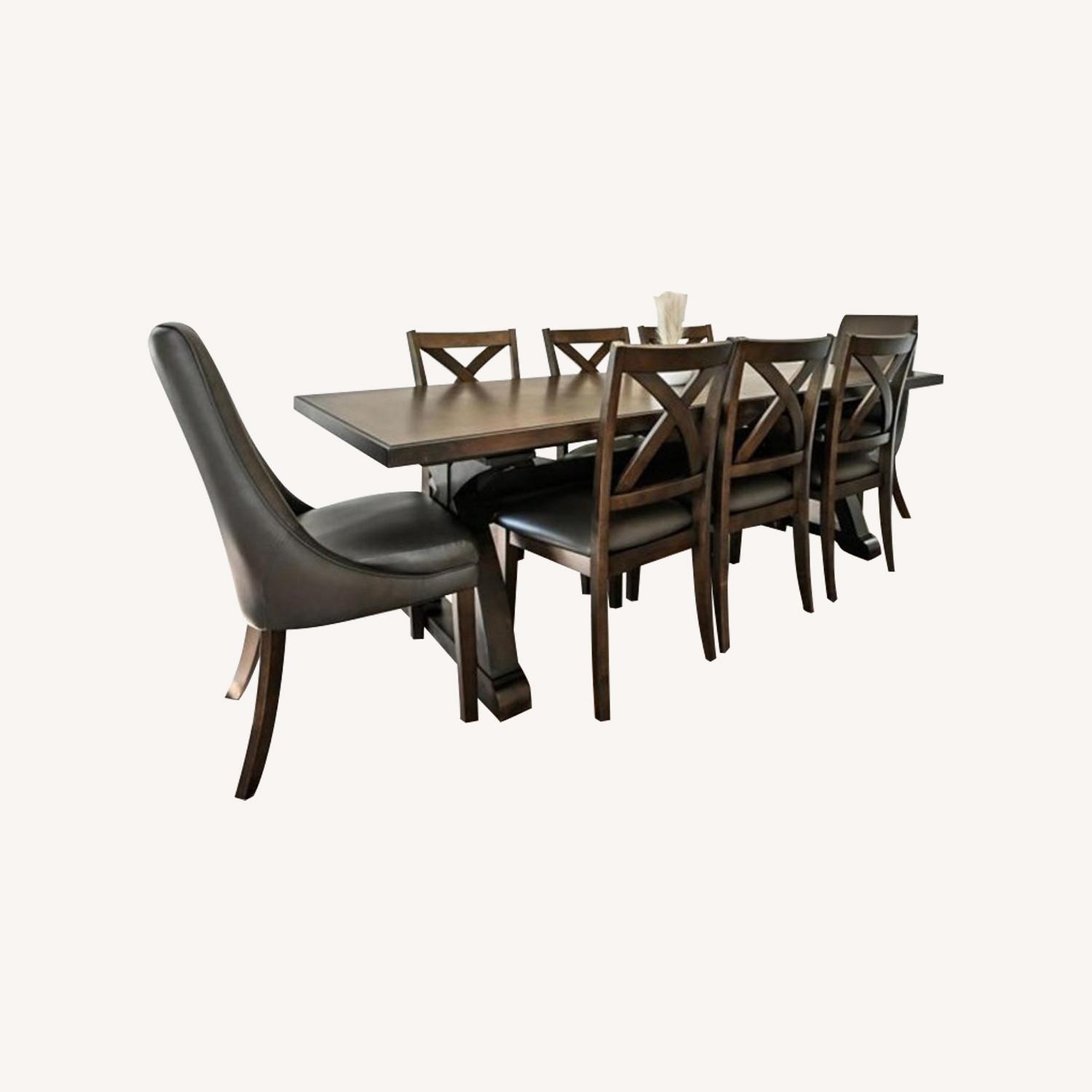 9 PC Brown Dining Table - Expandable - image-0