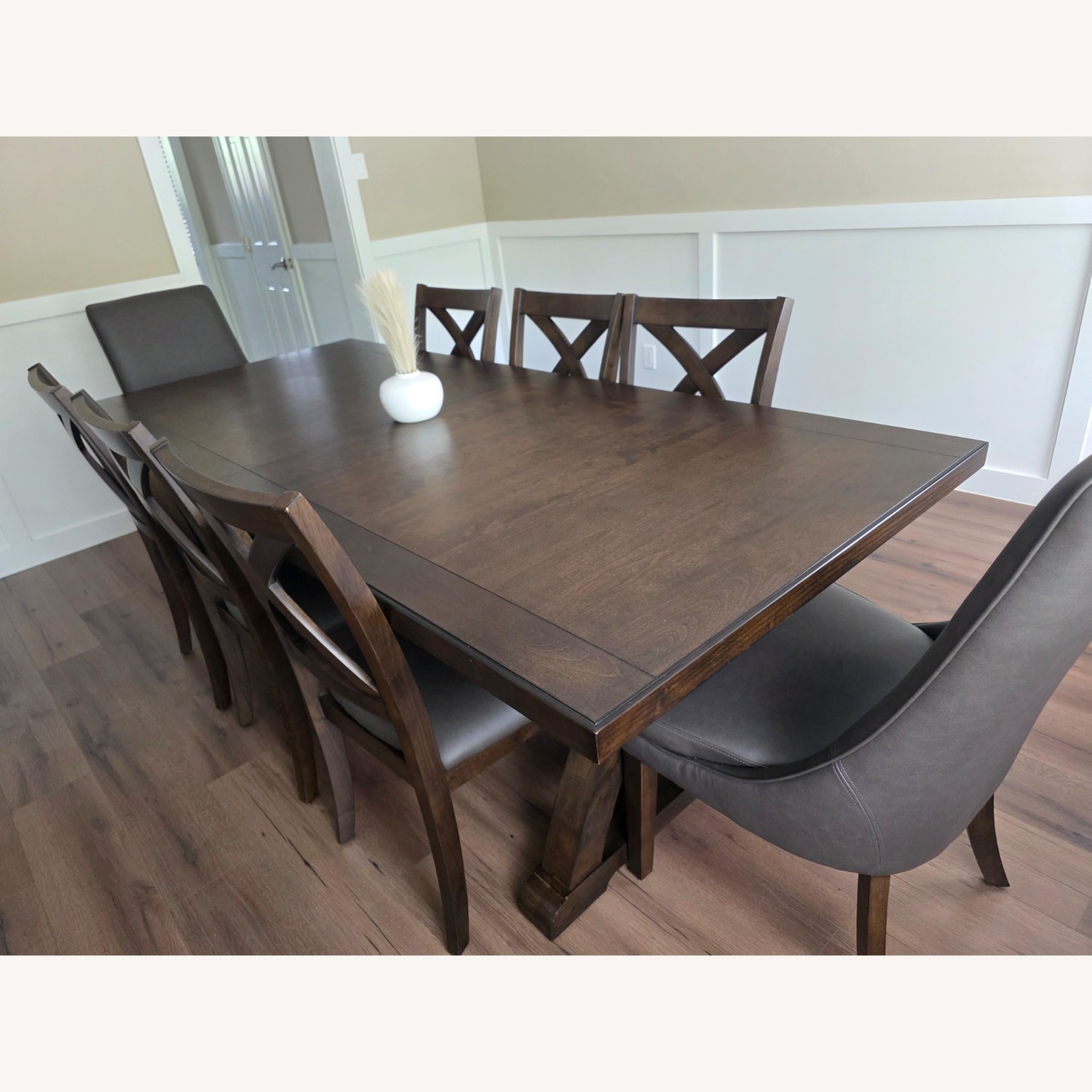 9 PC Brown Dining Table - Expandable - image-5