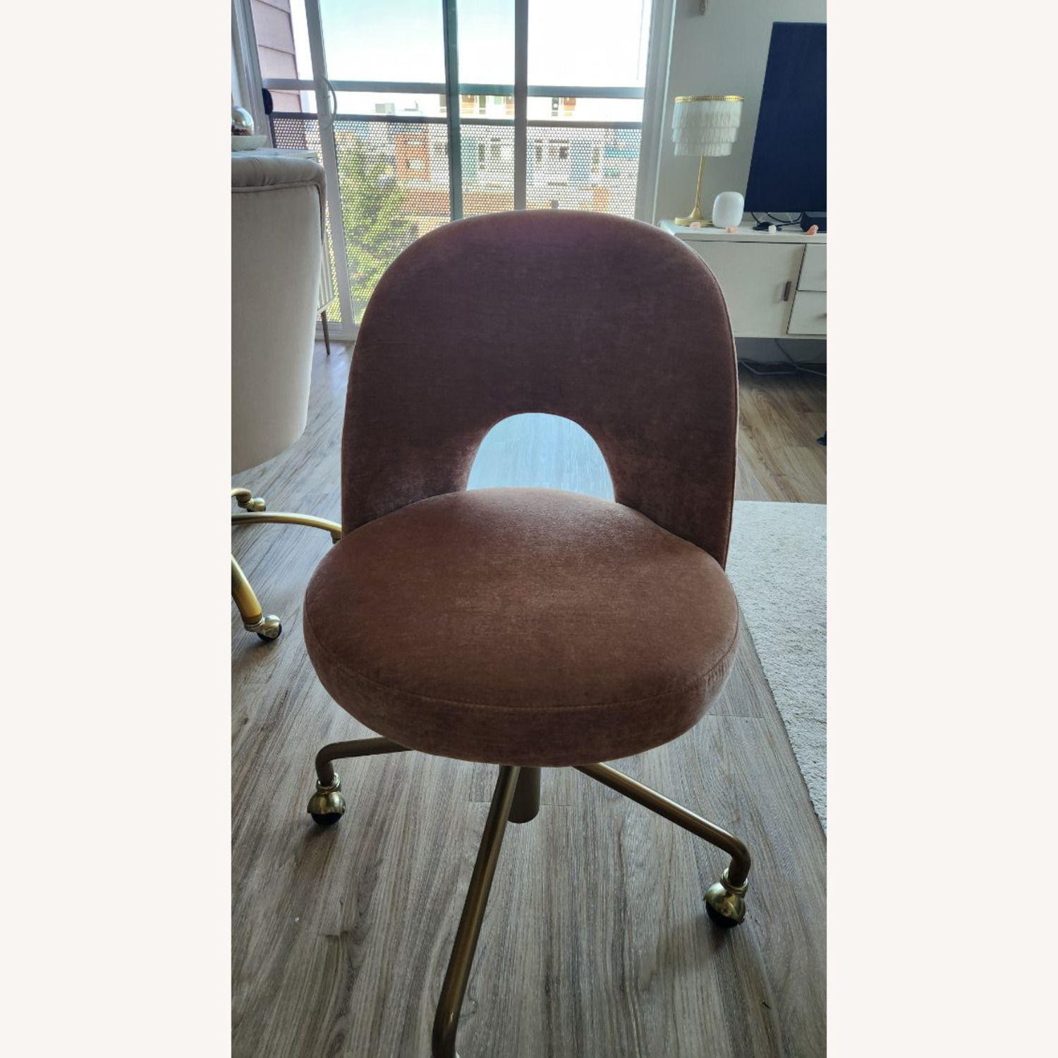 Pottery Barn Velvet Andie Swivel Desk Chair - image-1