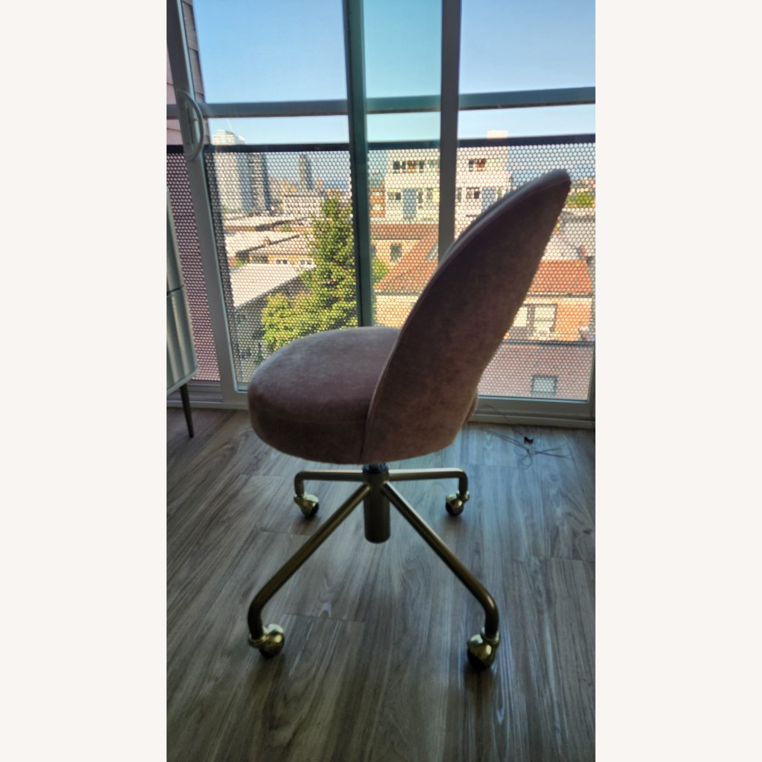 Pottery Barn Velvet Andie Swivel Desk Chair - image-3