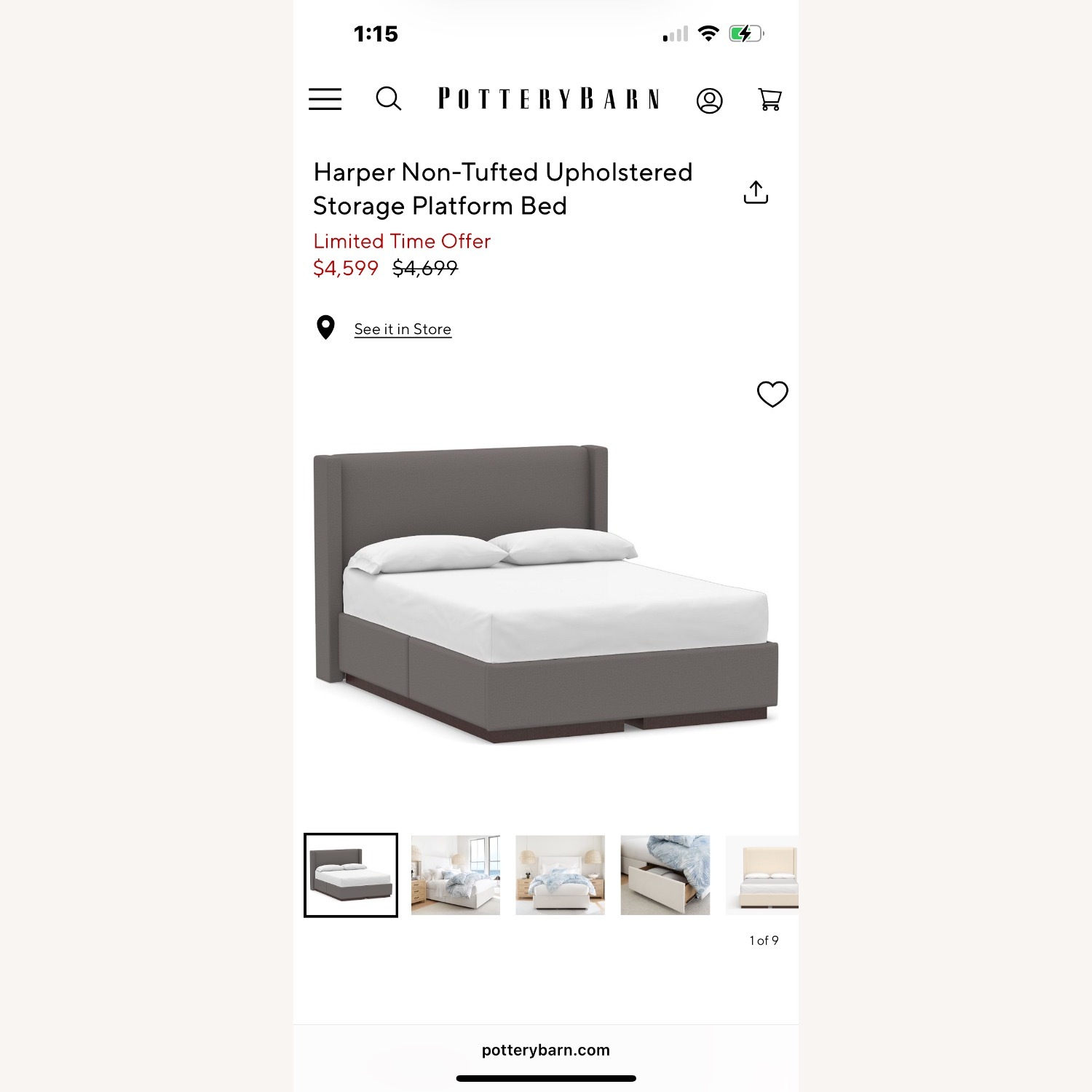 Pottery Barn Harper Platform Storage Bed - image-5