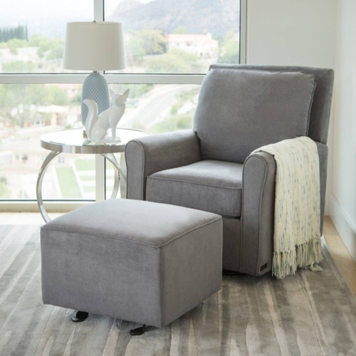 Used Abbyson Shiloh Fabric Gliding Chair and Ottoman for sale on AptDeco