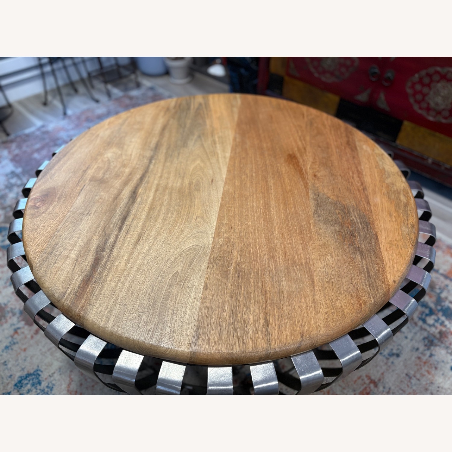 Modern Wood/Metal Circle Coffee Table - image-3