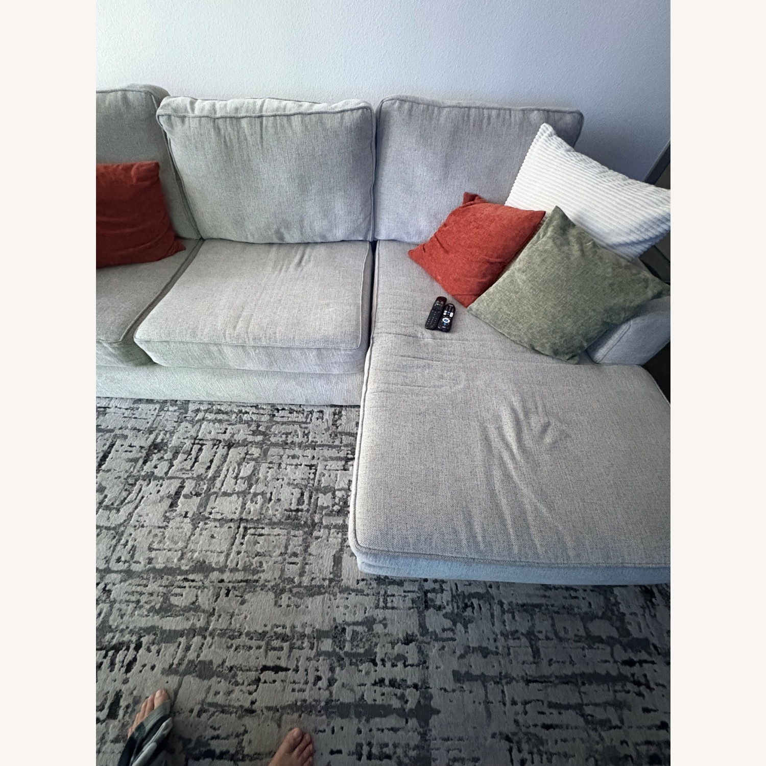 Living Spaces Light Gray Sectional - image-2