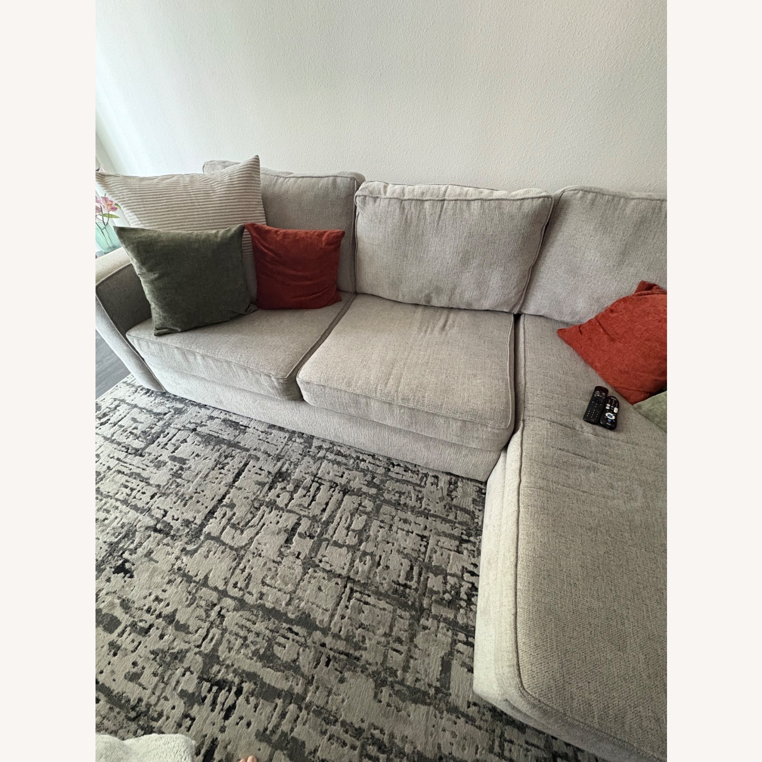 Living Spaces Light Gray Sectional - image-3