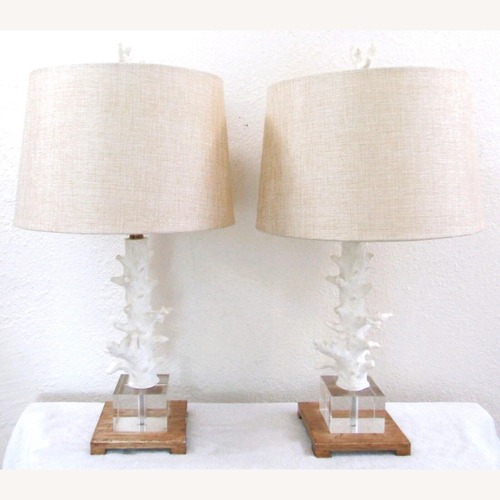 Used Pair of Uttermost Corallo White Coral Table Lamps for sale on AptDeco