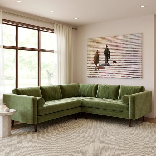 Used Poly & Bark Napa Velvet Corner Sectional Sofa for sale on AptDeco