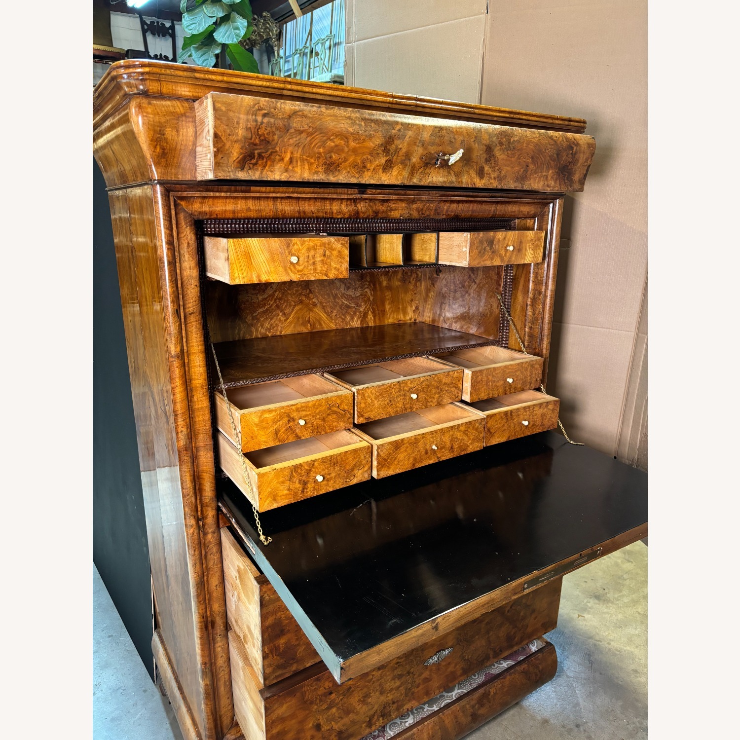 Mid 19th Century Walnut and Mahogany Secretaire - image-11