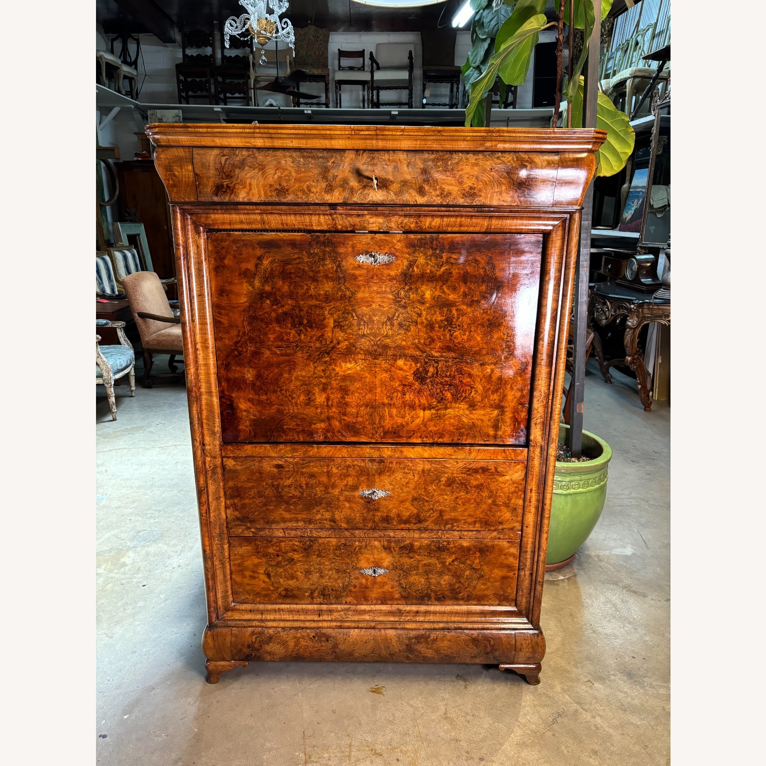 Mid 19th Century Walnut and Mahogany Secretaire - image-2