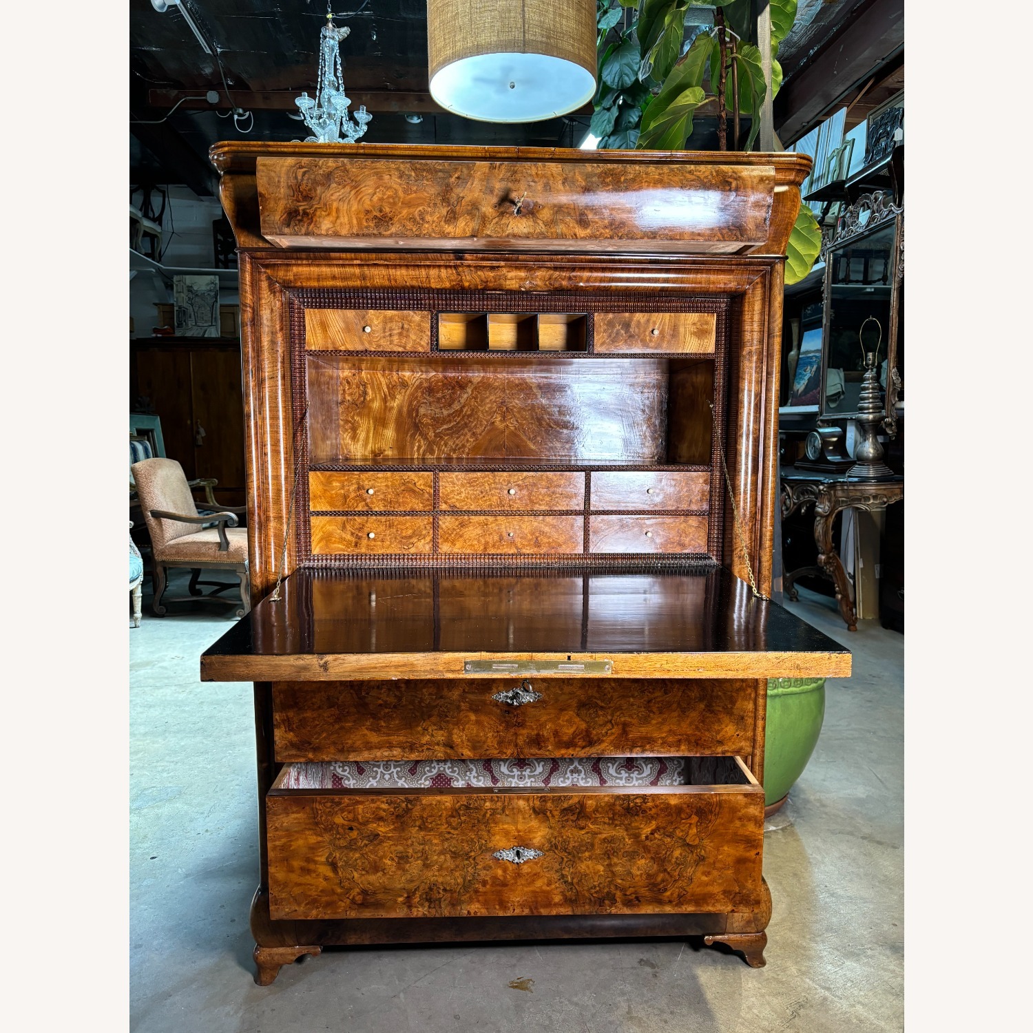 Mid 19th Century Walnut and Mahogany Secretaire - image-1