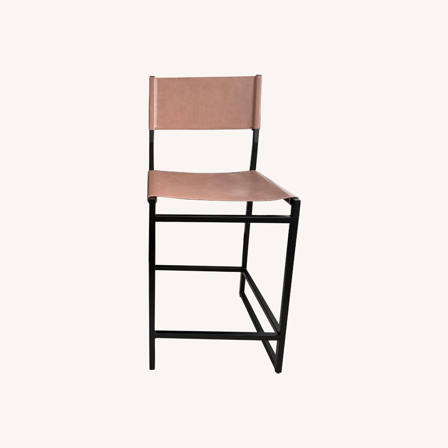 Pottery Barn Hardy Leather Counter Height Stools - image-0