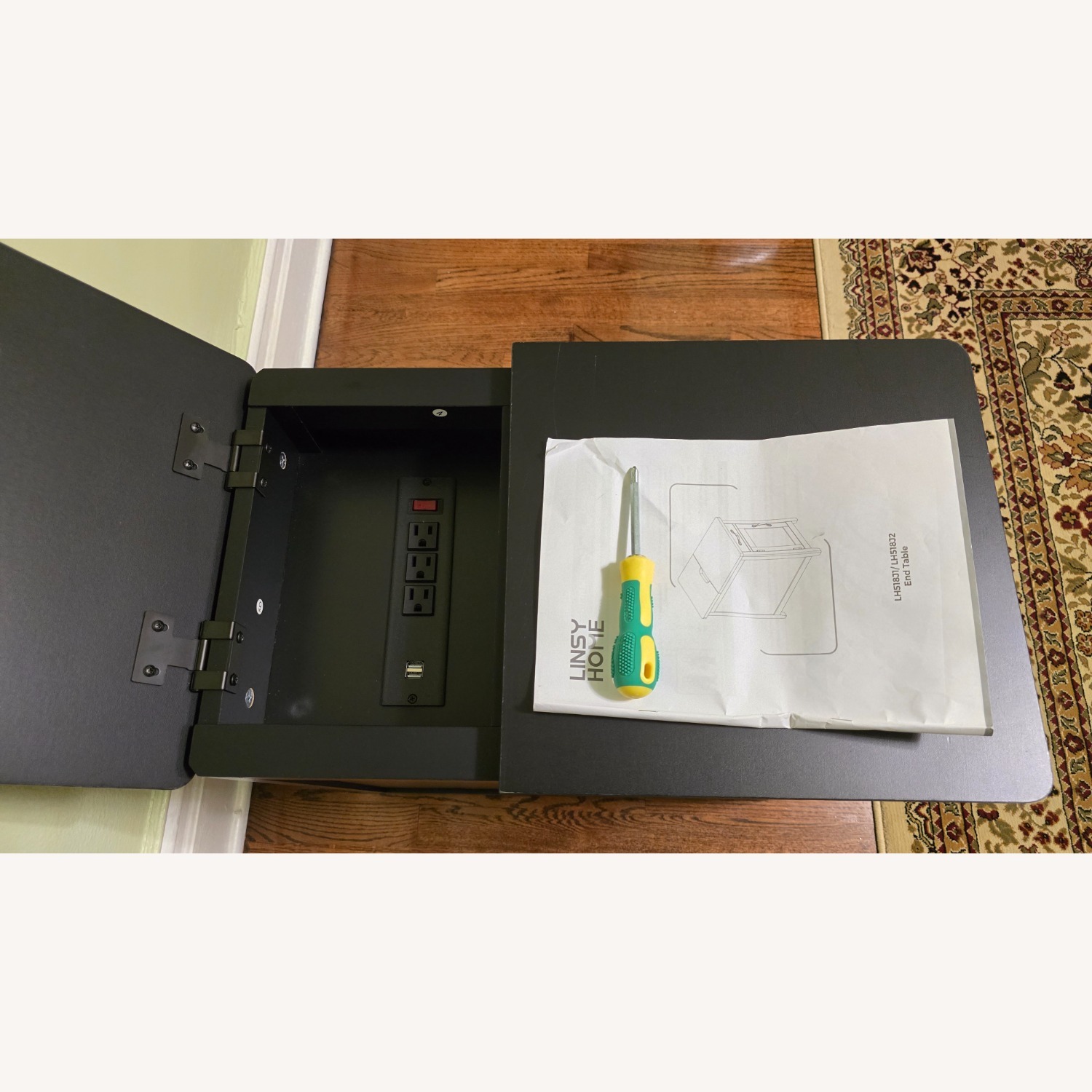 Amazon Side/End Table with Storage and Charging Station - image-7