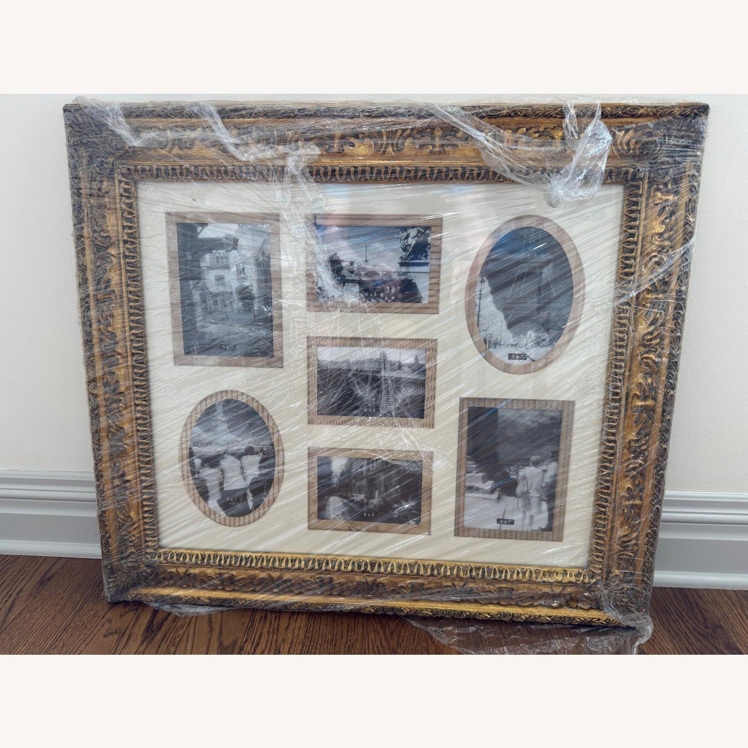 Antiqued Gilded Frame For Seven Photos - image-0