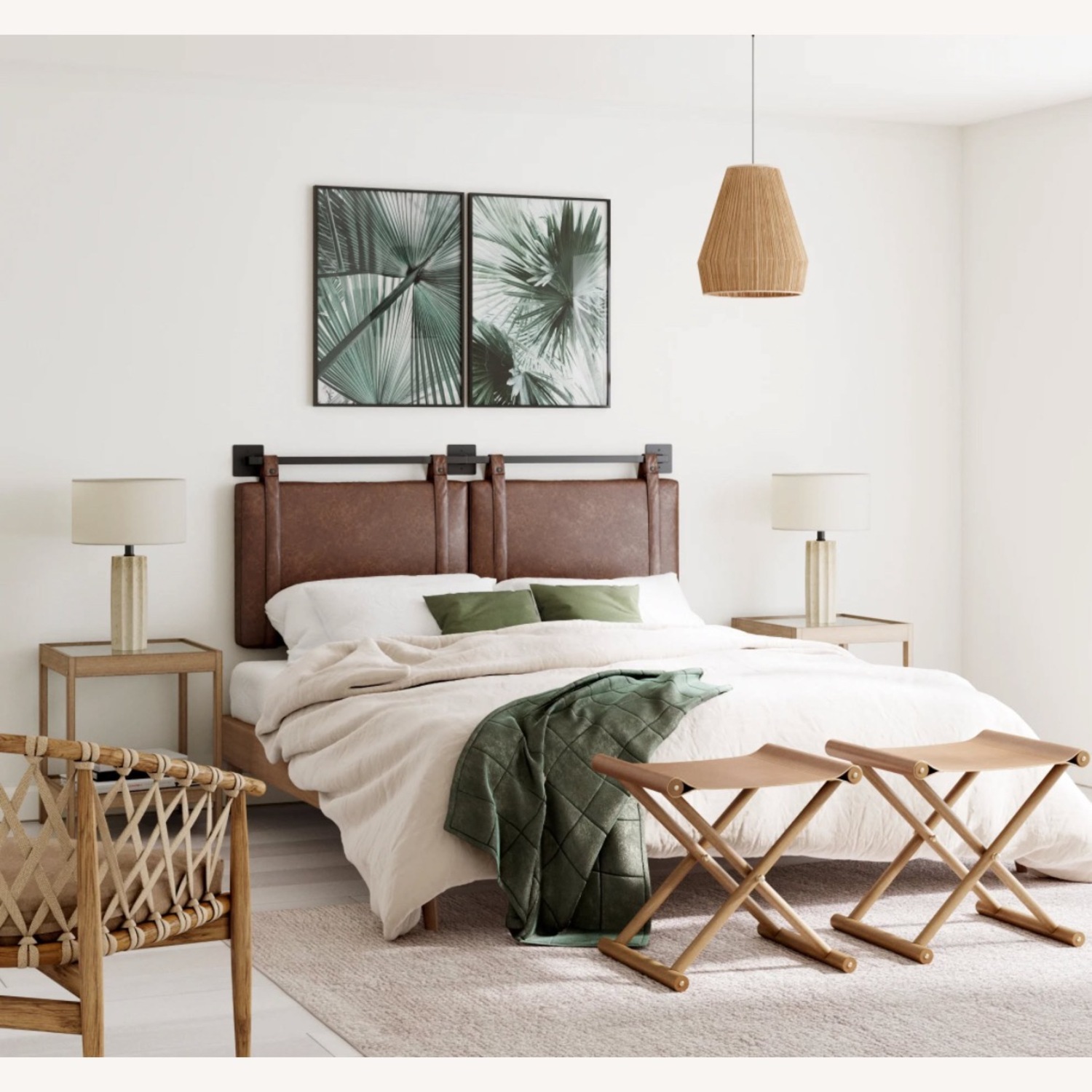 Home Depot Nathan James Upholstered King Wall Mount Headboard - image-3