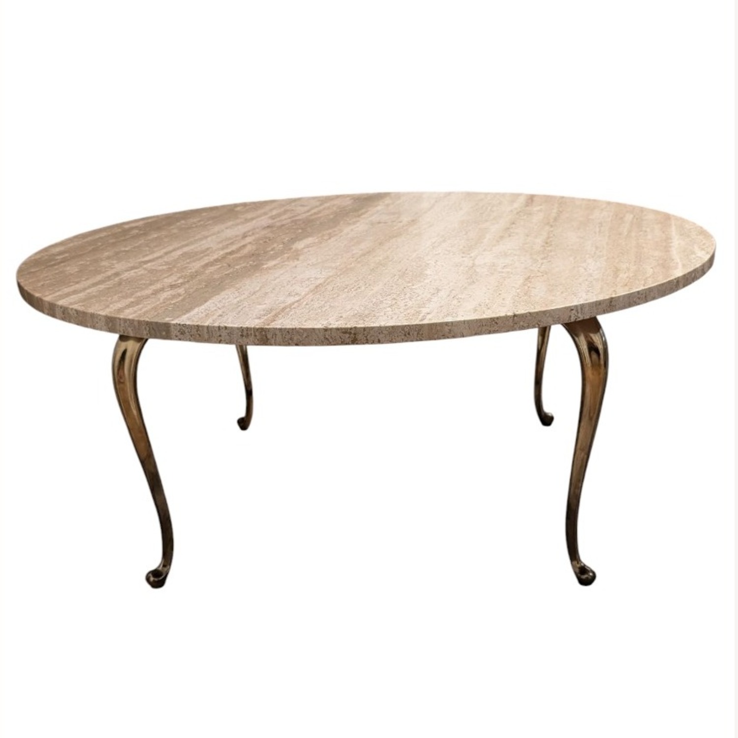 Vintage Round Travertine Coffee Table - image-2