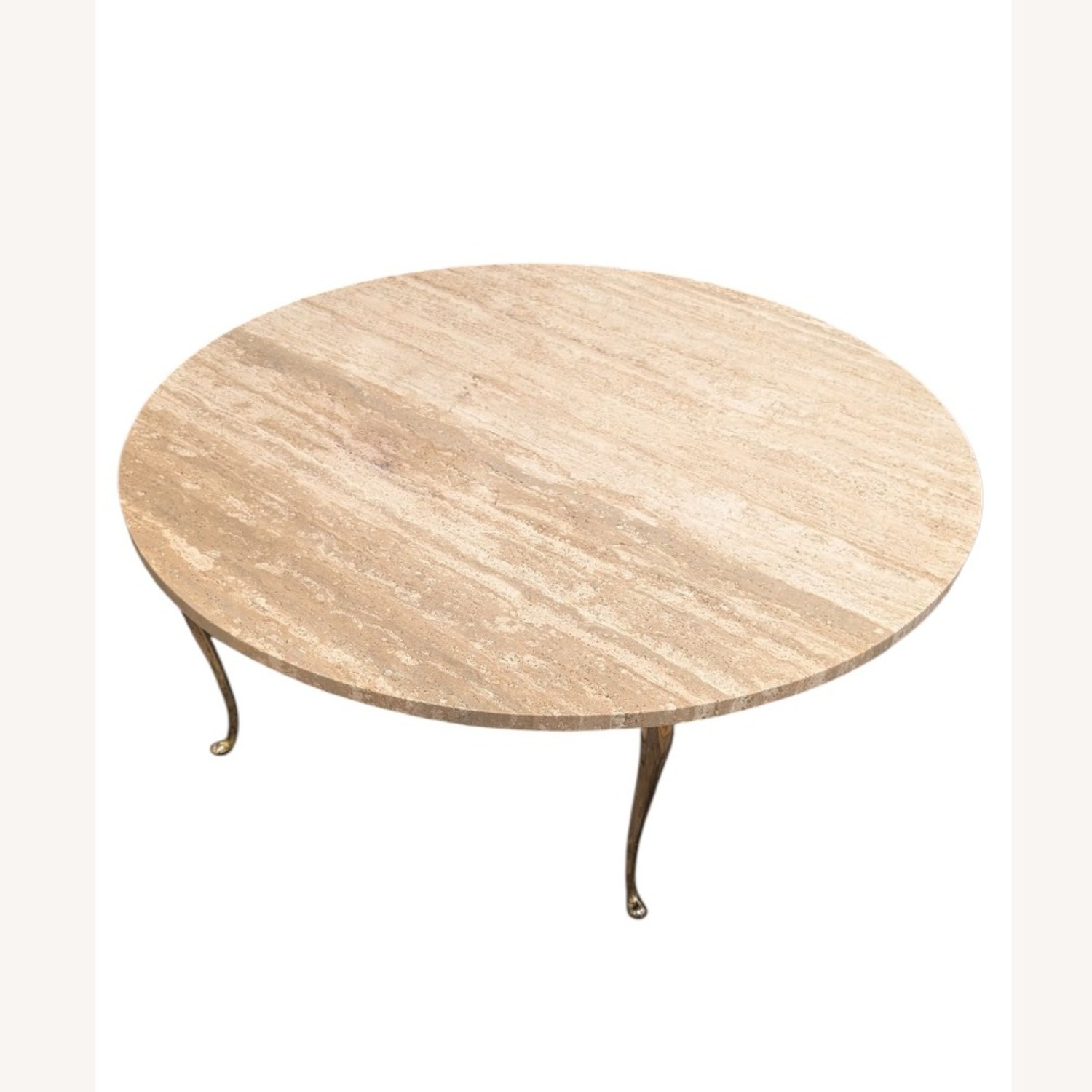 Vintage Round Travertine Coffee Table - image-3