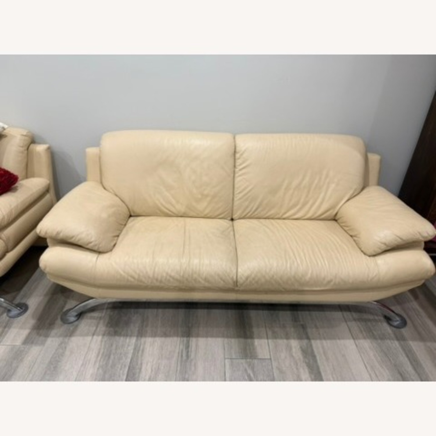 Natuzzi Sofa Ivory and Chrome  - image-1
