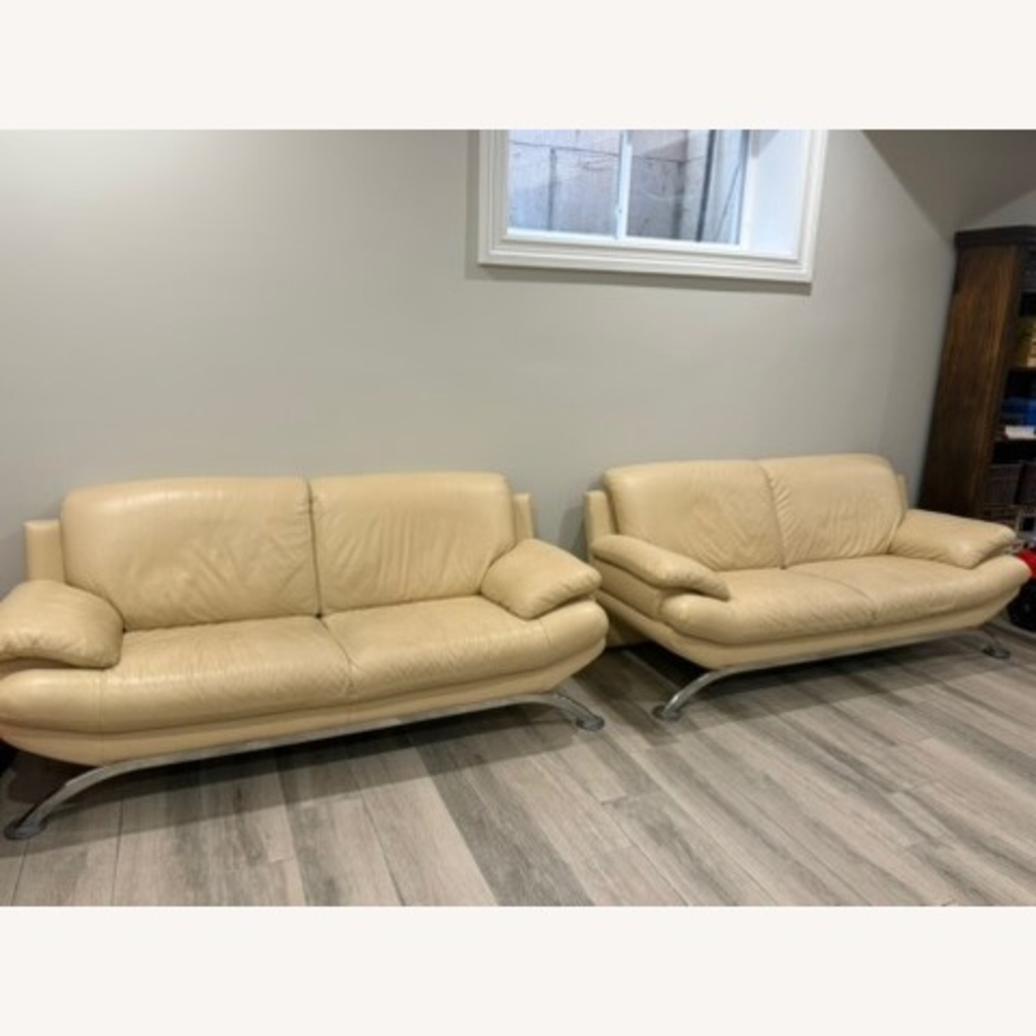 Natuzzi Sofa Ivory and Chrome  - image-2