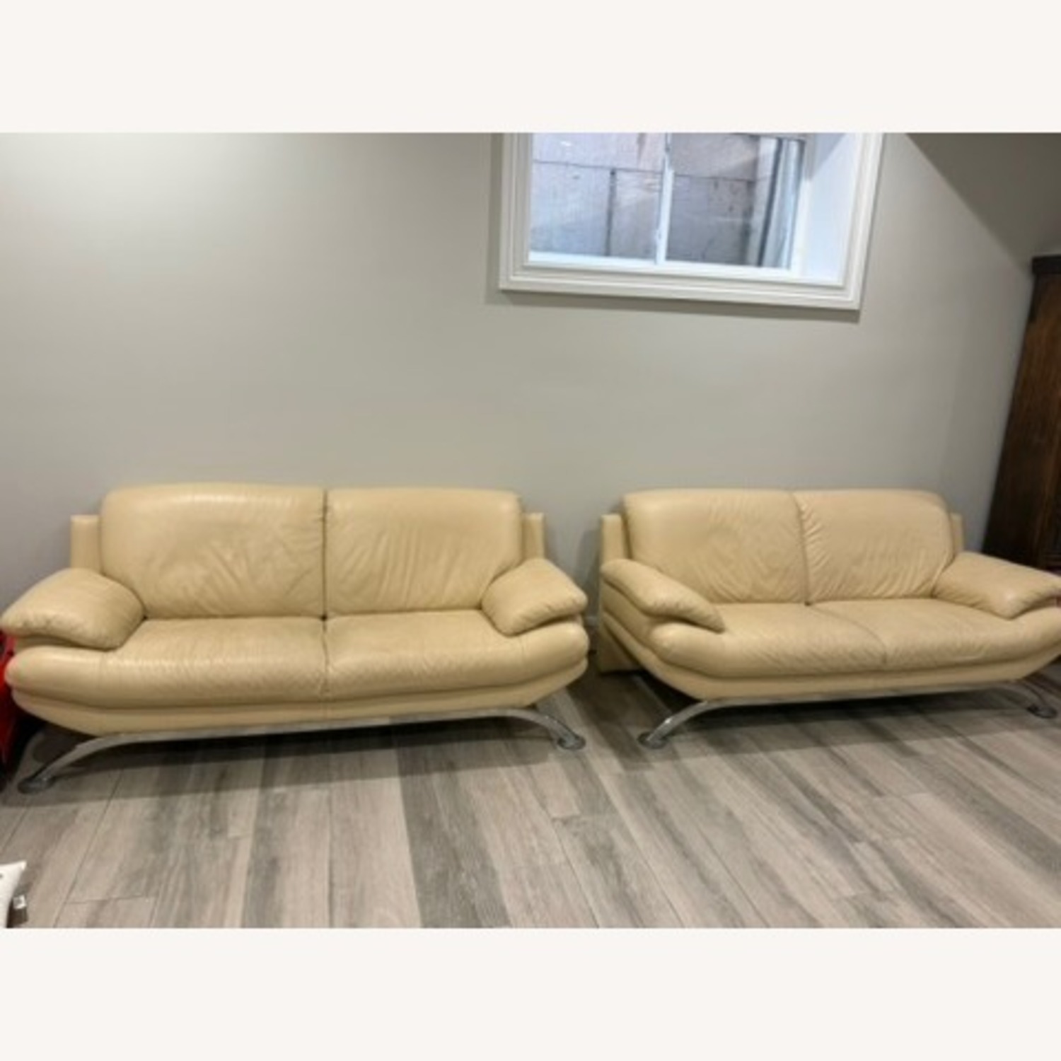 Natuzzi Sofa Ivory and Chrome  - image-3