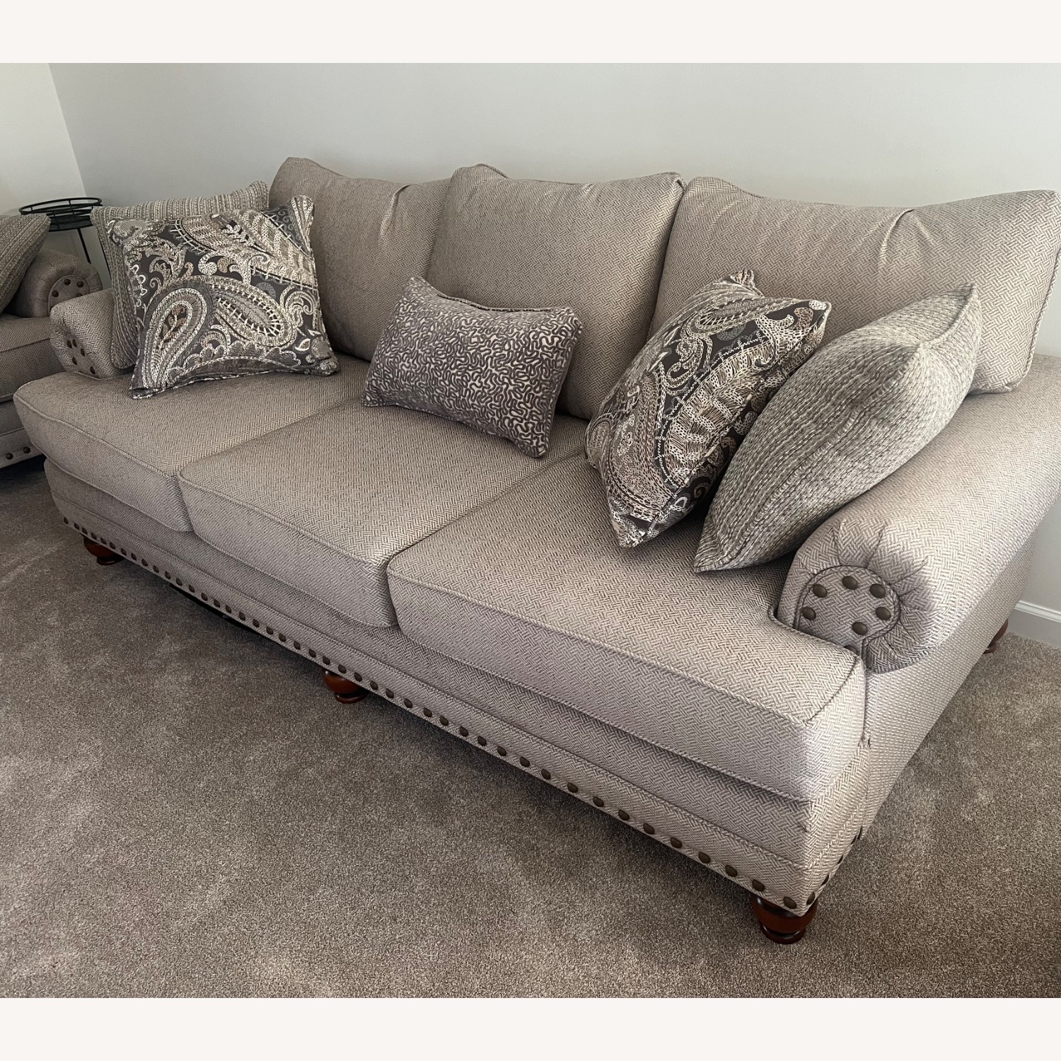 Beige Sofa with Decorative Pillows - image-3