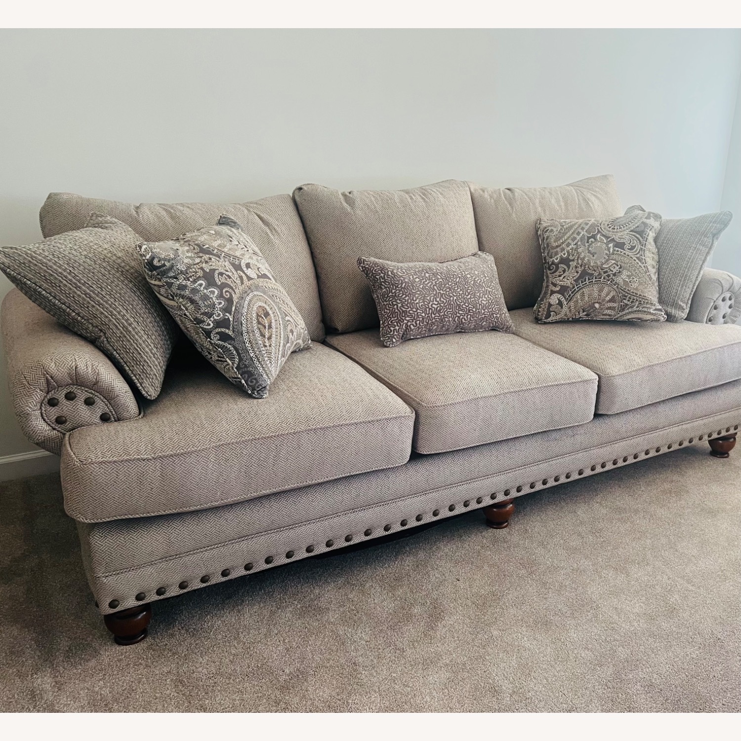 Beige Sofa with Decorative Pillows - image-2