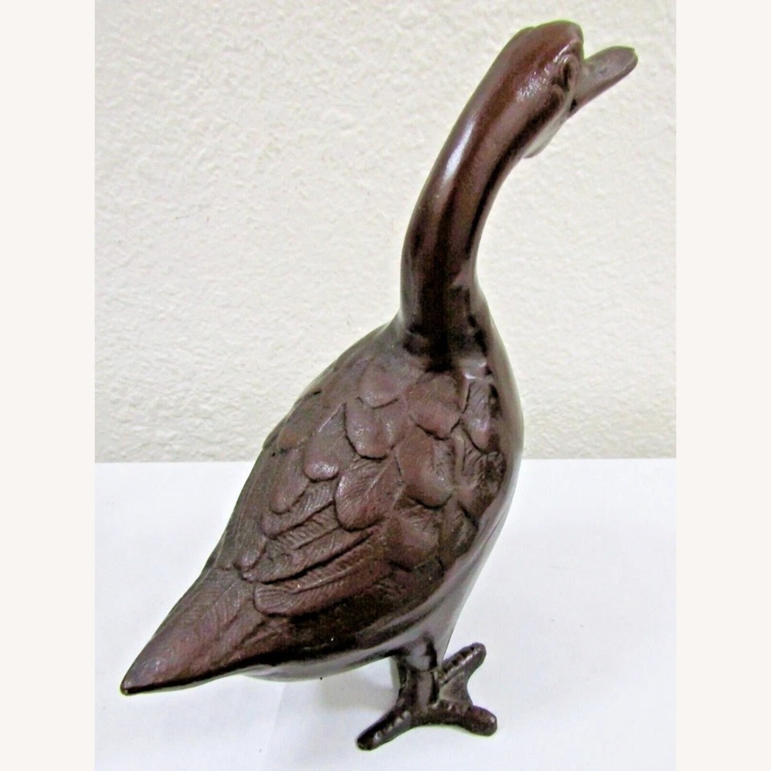 Pair of Vintage Detailed Bronze Geese Sculptures - image-6